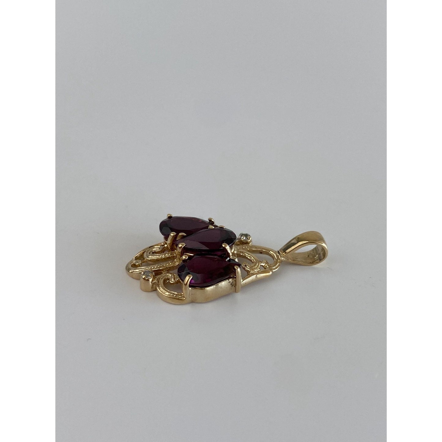 Vintage Solid 10k Yellow Gold Diamond Magenta Cubic Zirconia Charm