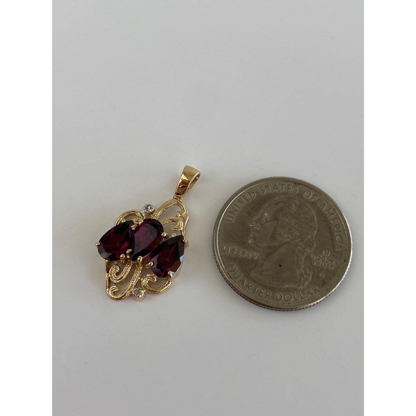 Vintage Solid 10k Yellow Gold Diamond Magenta Cubic Zirconia Charm