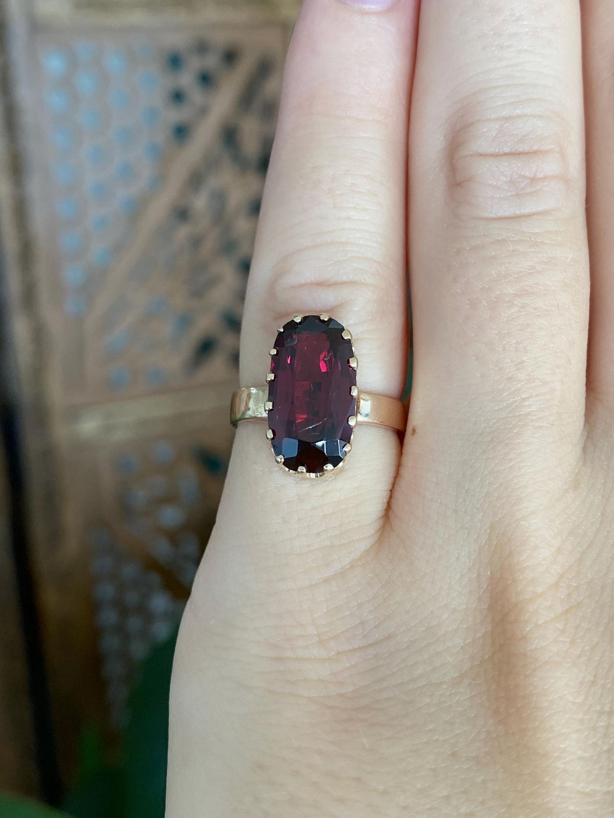 Vintage Solid 10k Yellow Gold Pink Tourmaline Ring - Size 4.5