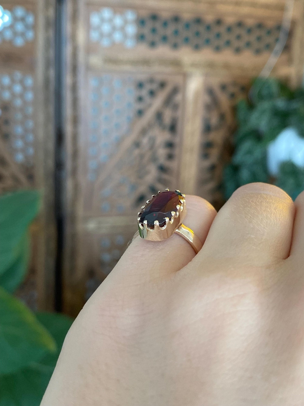 Vintage Solid 10k Yellow Gold Pink Tourmaline Ring - Size 4.5