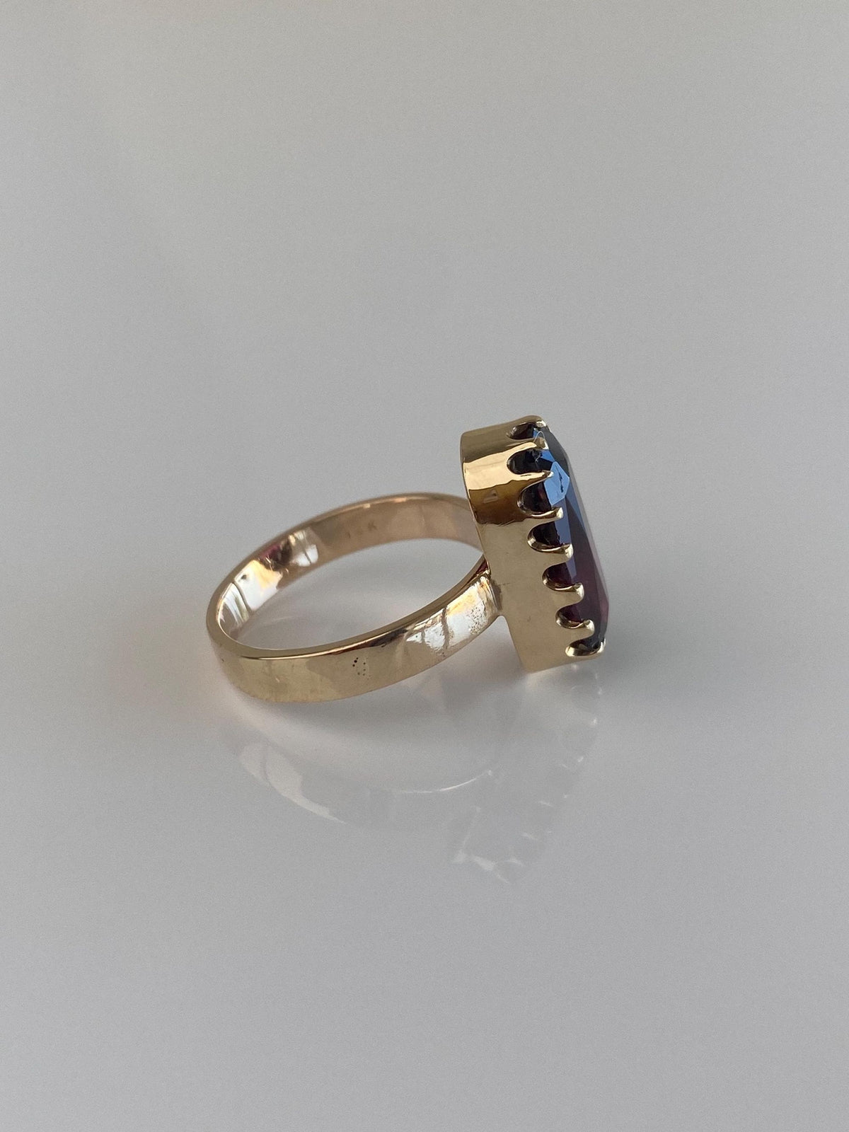 Vintage Solid 10k Yellow Gold Pink Tourmaline Ring - Size 4.5