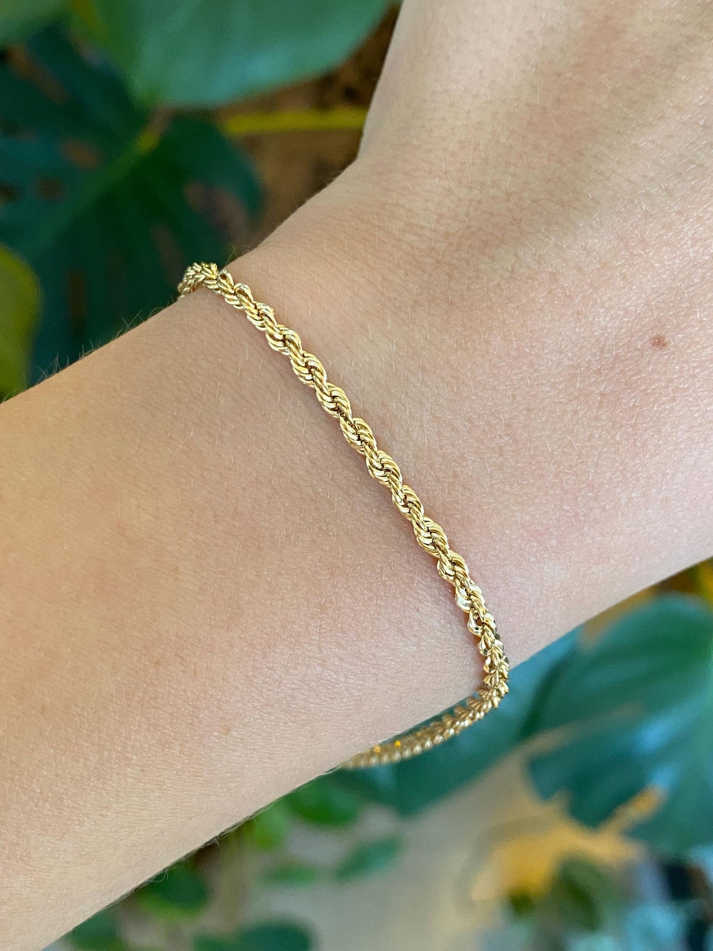 Vintage 18k Yellow Gold Rope Chain Bracelet - 9 inches