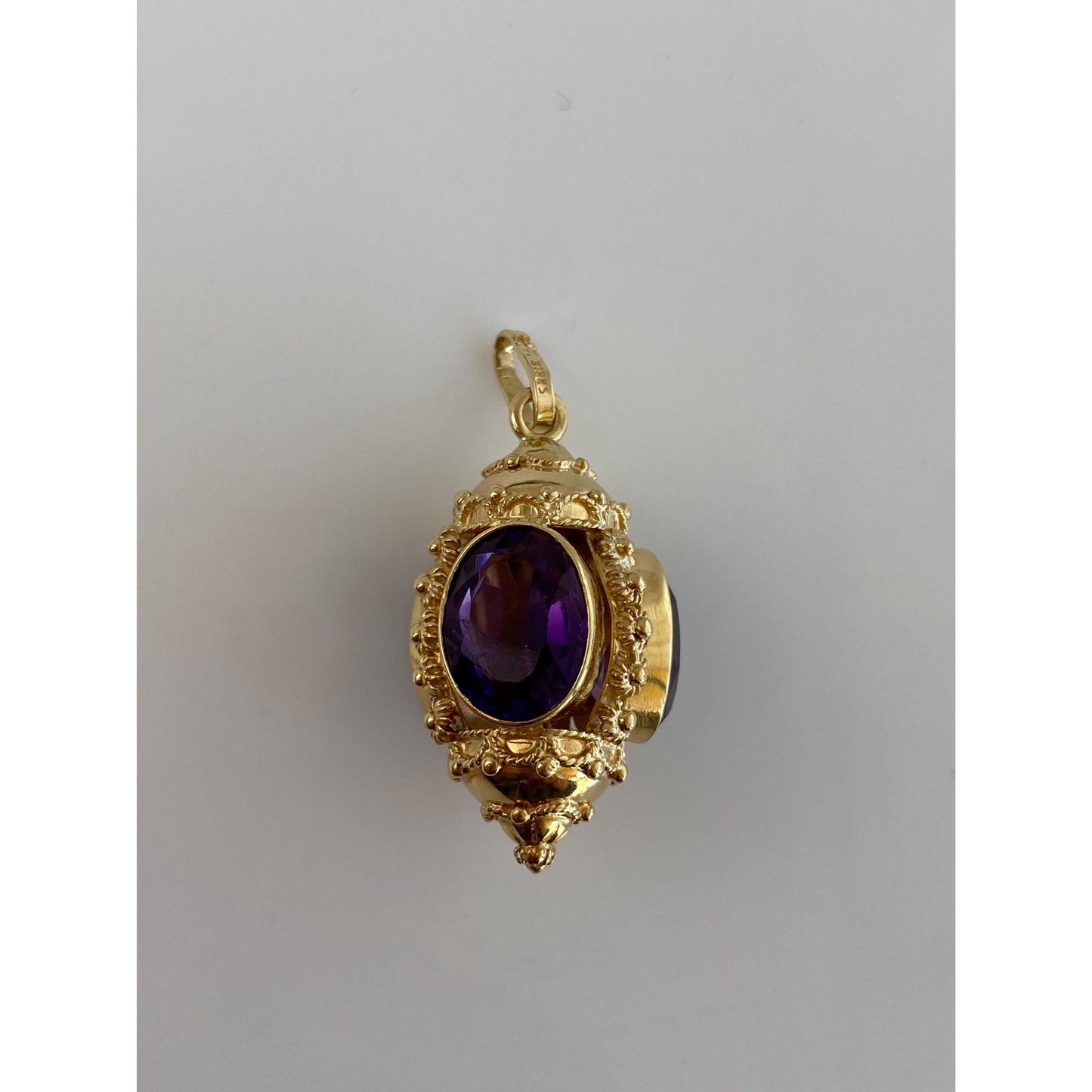 Vintage Solid 18k Yellow Gold Amethyst Lantern Morrocan Charm