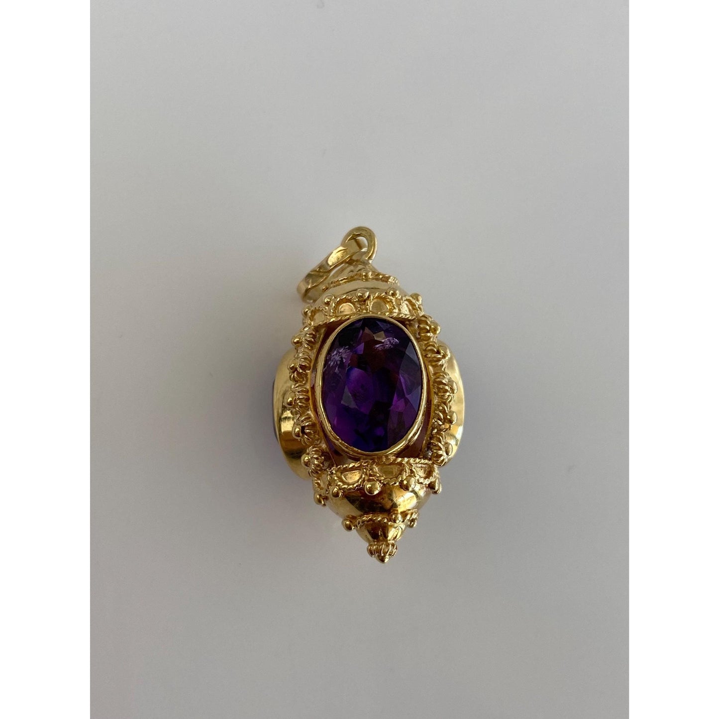 Vintage Solid 18k Yellow Gold Amethyst Lantern Morrocan Charm