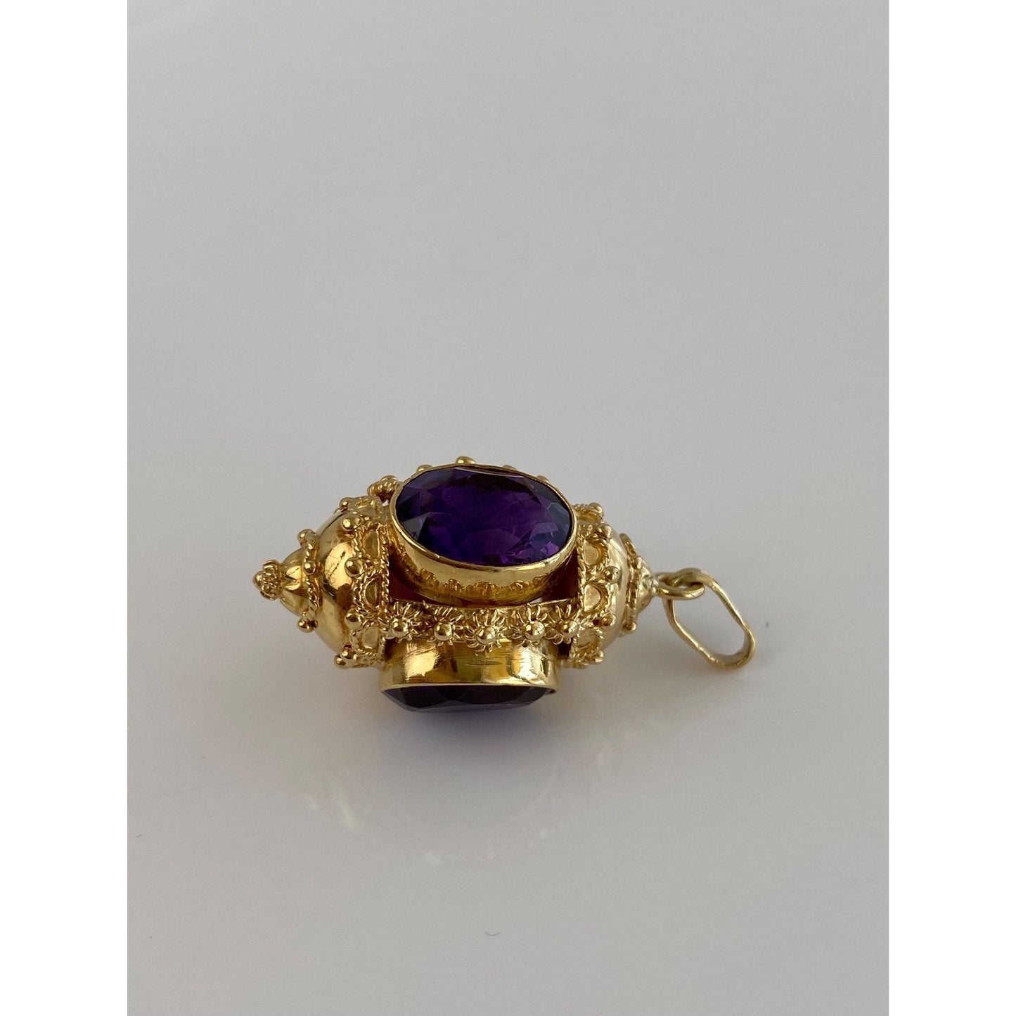 Vintage Solid 18k Yellow Gold Amethyst Lantern Morrocan Charm