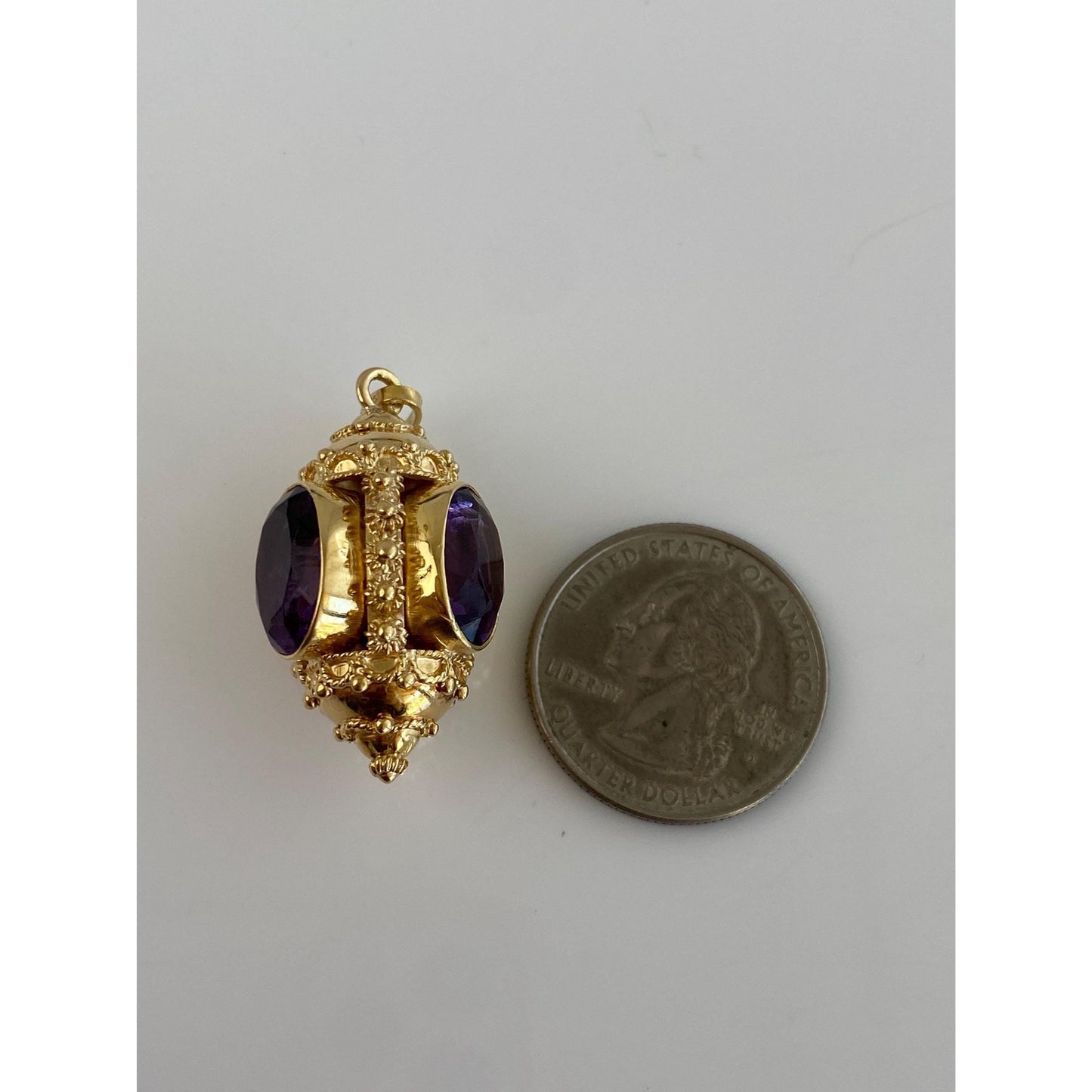 Vintage Solid 18k Yellow Gold Amethyst Lantern Morrocan Charm