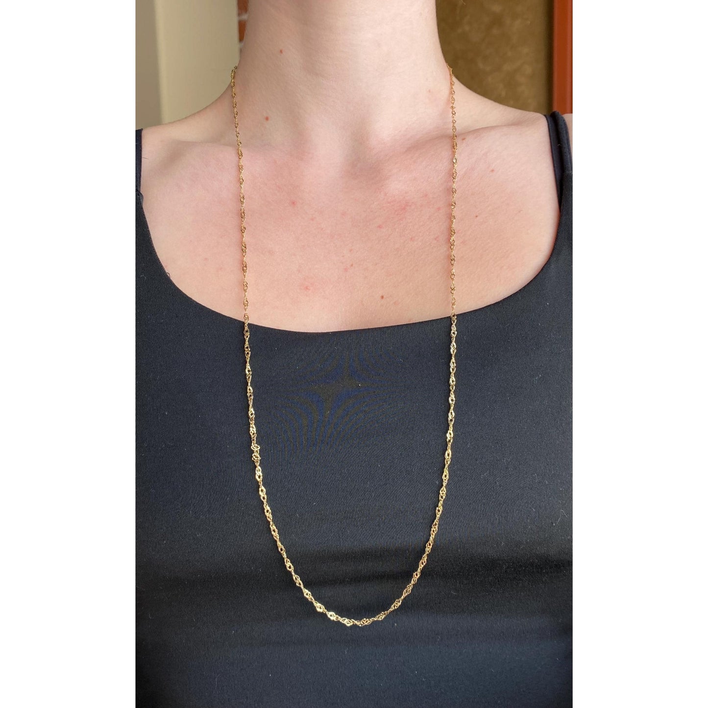 Vintage Solid 18k Yellow Gold Loose Weave Twist Chain Necklace - 31.75 inches