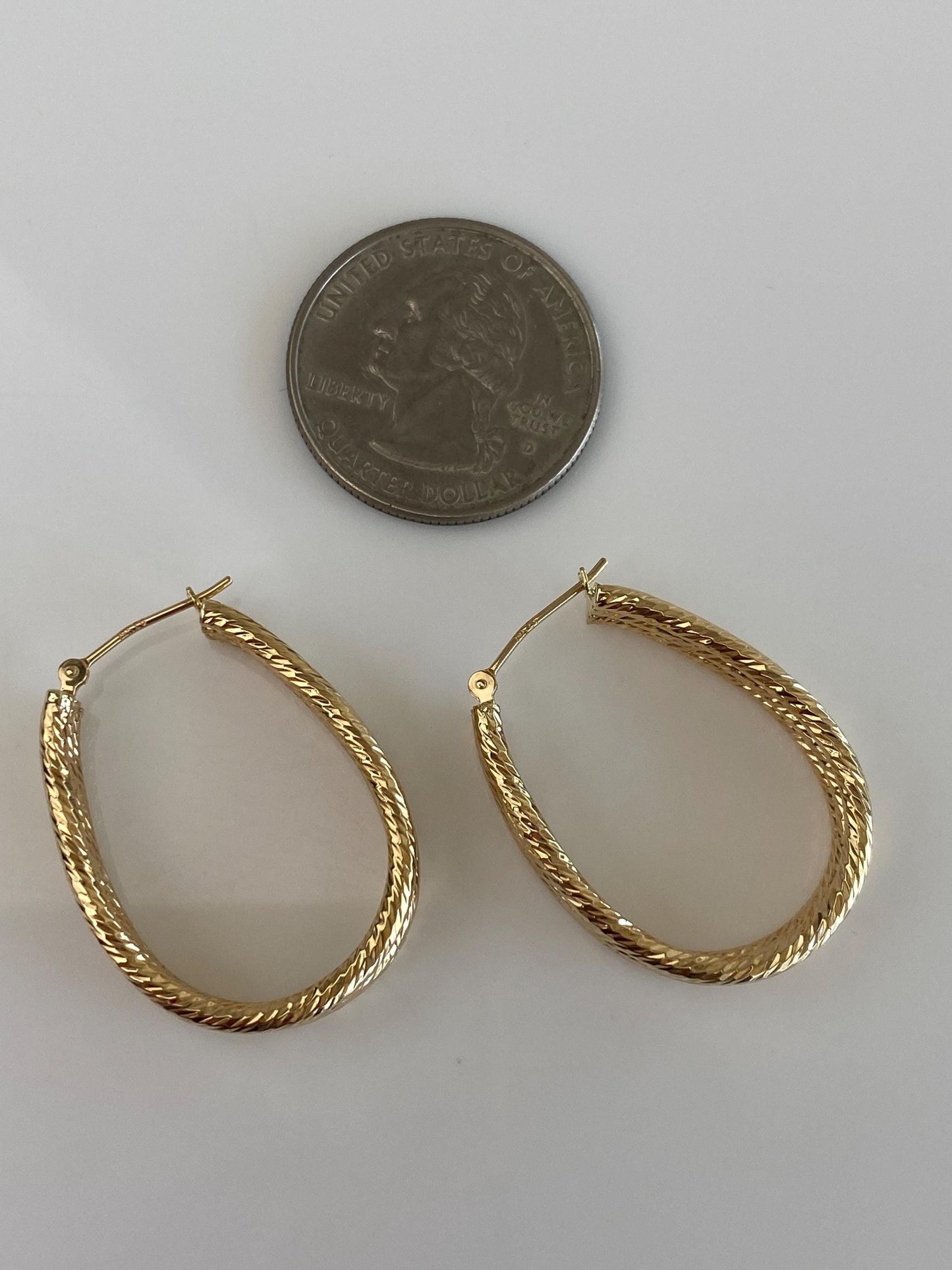 Vintage 14k Yellow Gold Triple Textured Wire Hoop Earrings