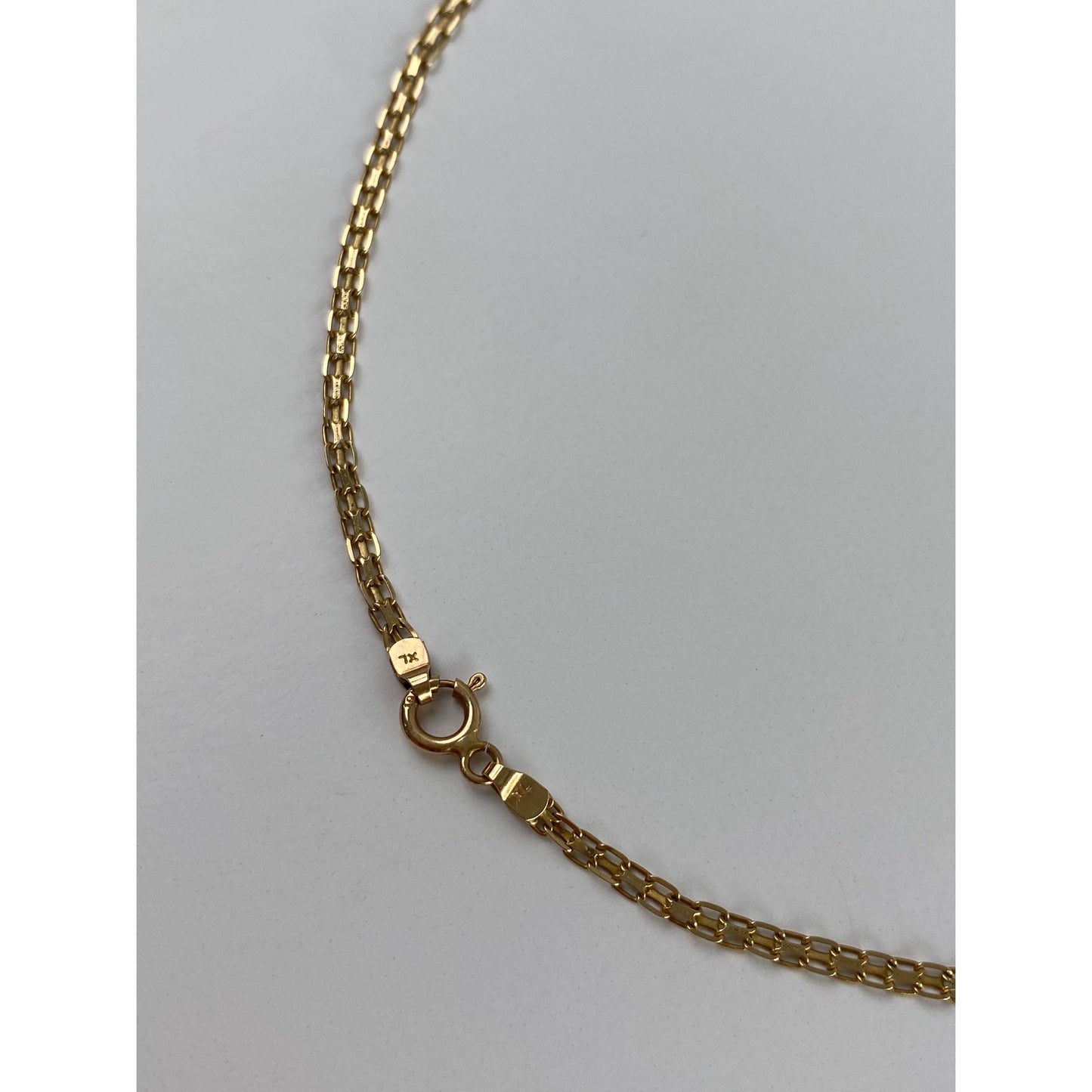 Vintage Solid 10k Yellow Gold Amethyst Link Flat Chain Necklace - 18 inches