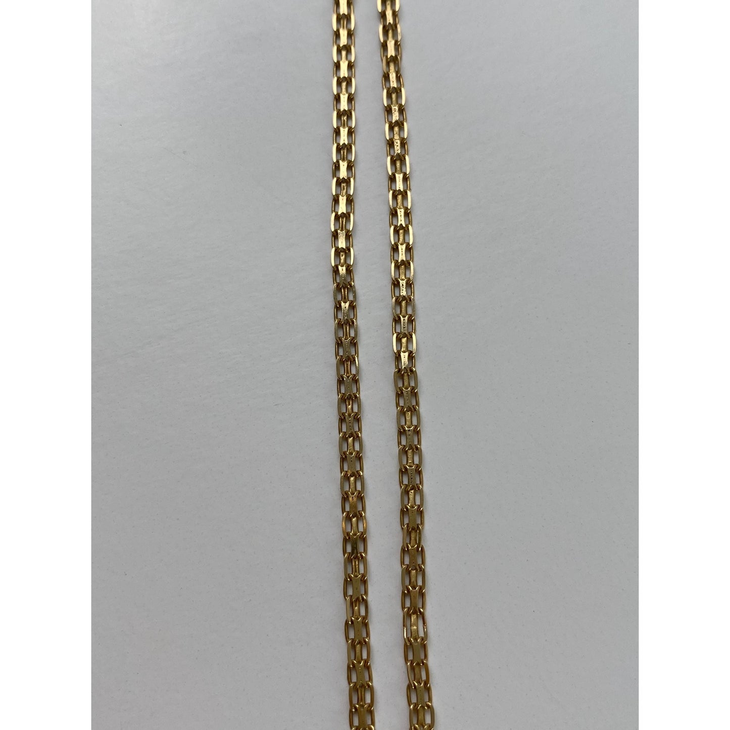 Vintage Solid 10k Yellow Gold Amethyst Link Flat Chain Necklace - 18 inches