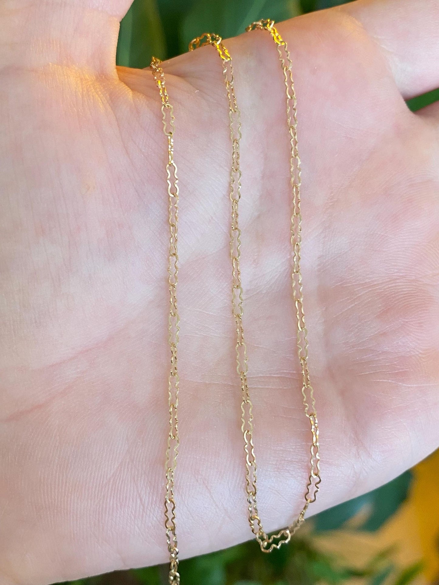 Vintage Solid 14k Yellow Gold Fancy Chain Necklace - 13.75 inches