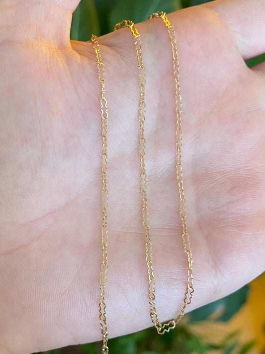Vintage Solid 14k Yellow Gold Fancy Chain Necklace - 13.75 inches