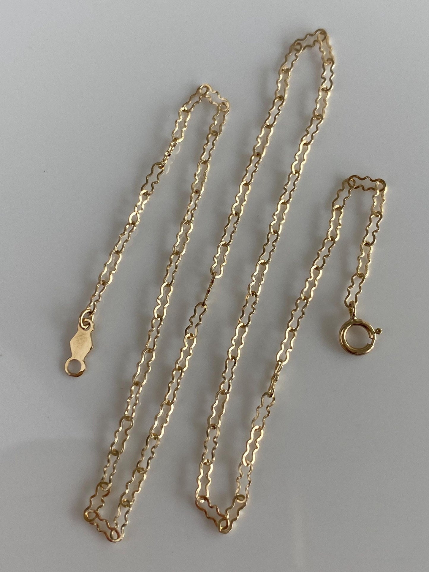 Vintage Solid 14k Yellow Gold Fancy Chain Necklace - 13.75 inches