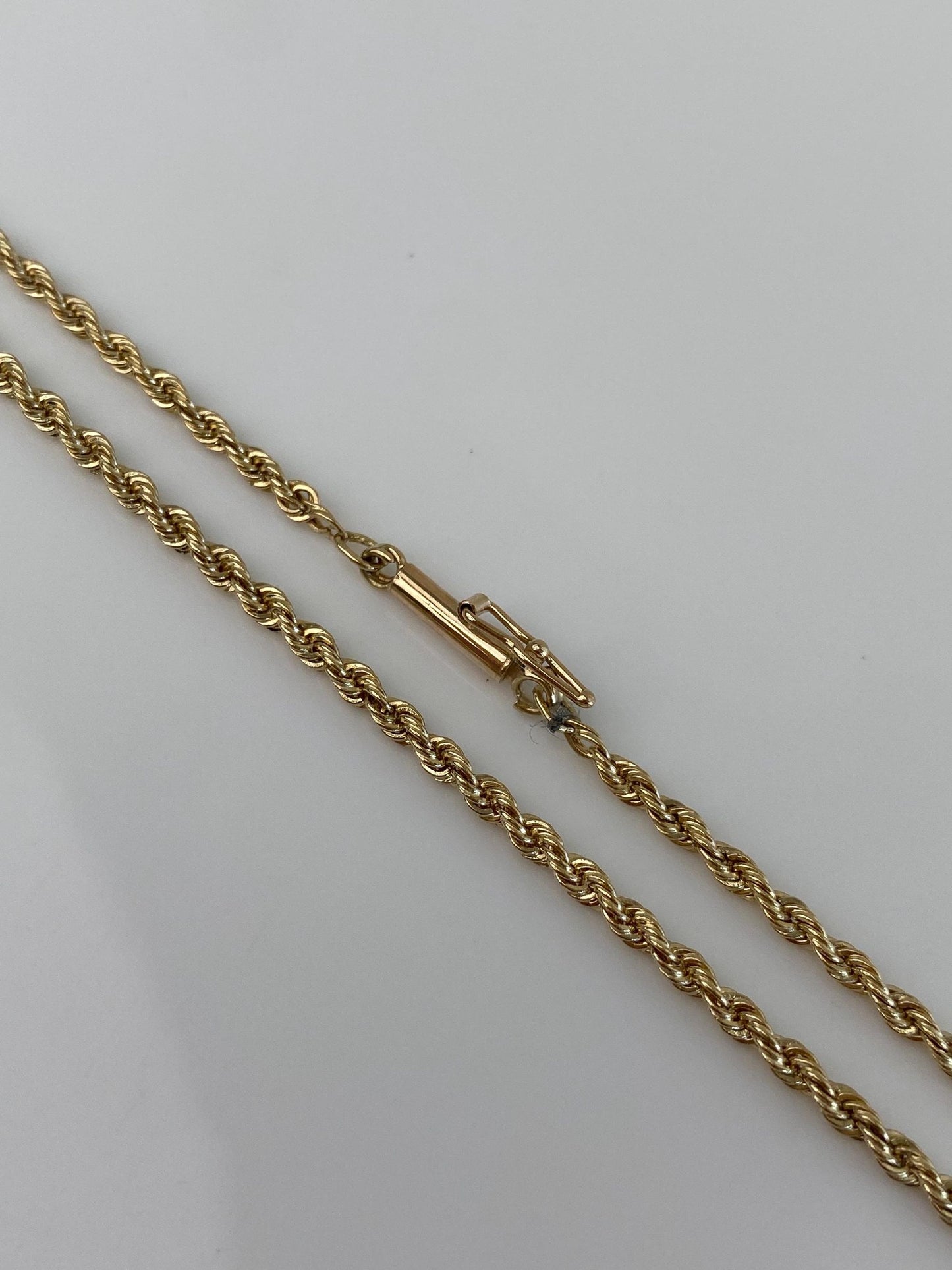 Vintage Solid 14k Yellow Gold Slim Rope Chain Necklace - 23.75 inches