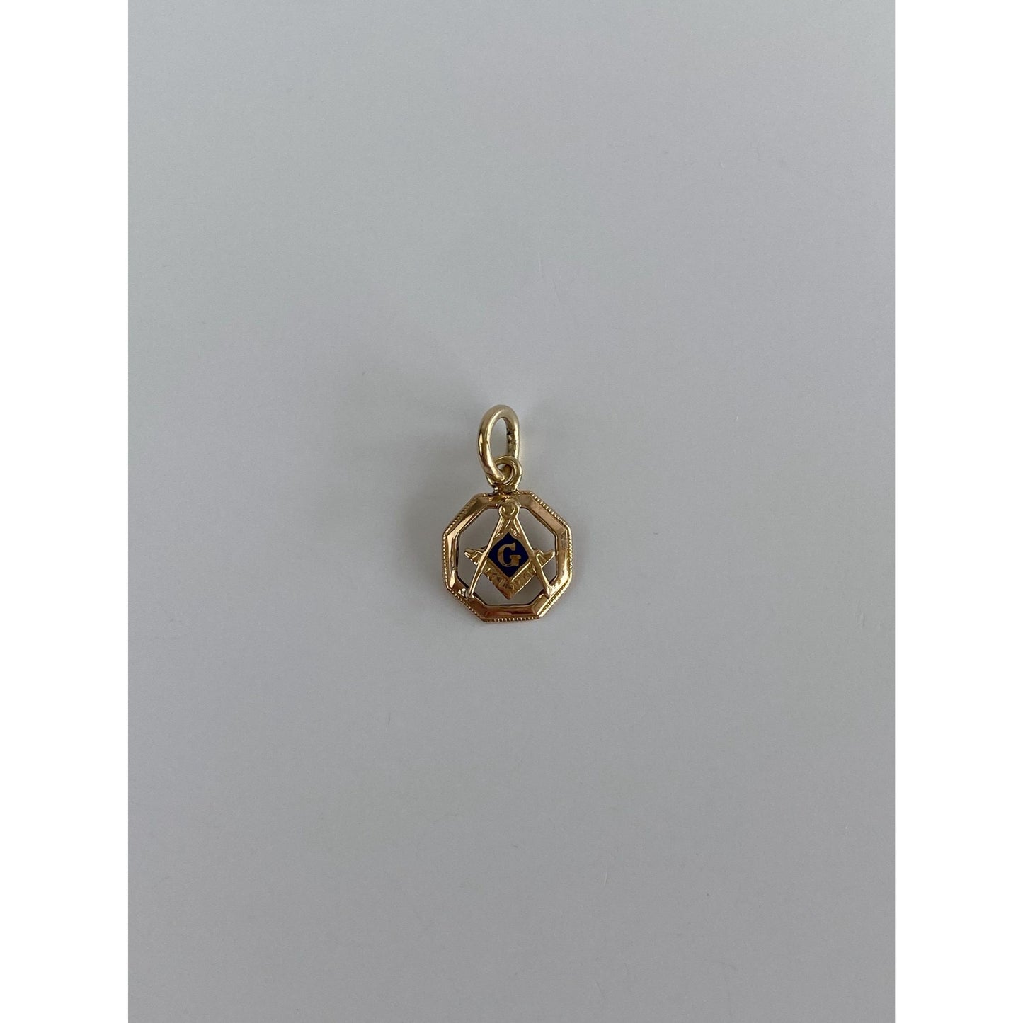 Vintage Solid 14k Yellow Gold Tiny Enamel Freemason Charm