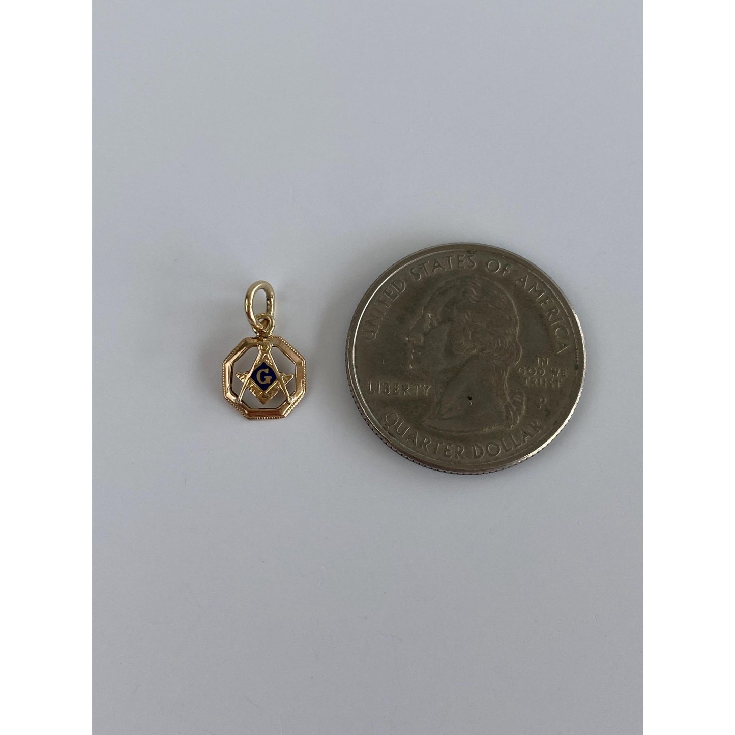 Vintage Solid 14k Yellow Gold Tiny Enamel Freemason Charm