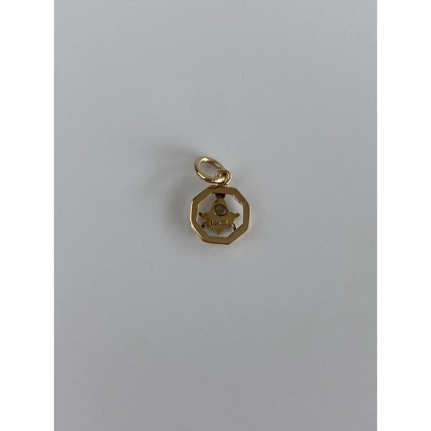 Vintage Solid 14k Yellow Gold Tiny Enamel Freemason Charm