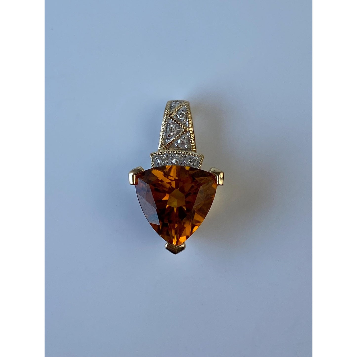 Vintage Solid 14k Yellow Gold Citrine Diamond Charm