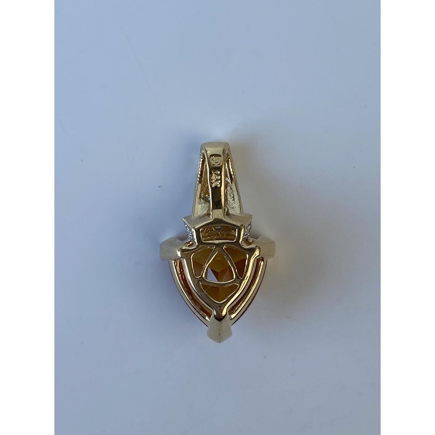 Vintage Solid 14k Yellow Gold Citrine Diamond Charm
