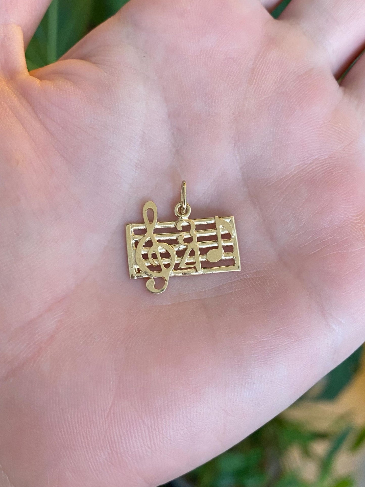 Vintage Solid 14k Yellow Gold Music Chart Charm