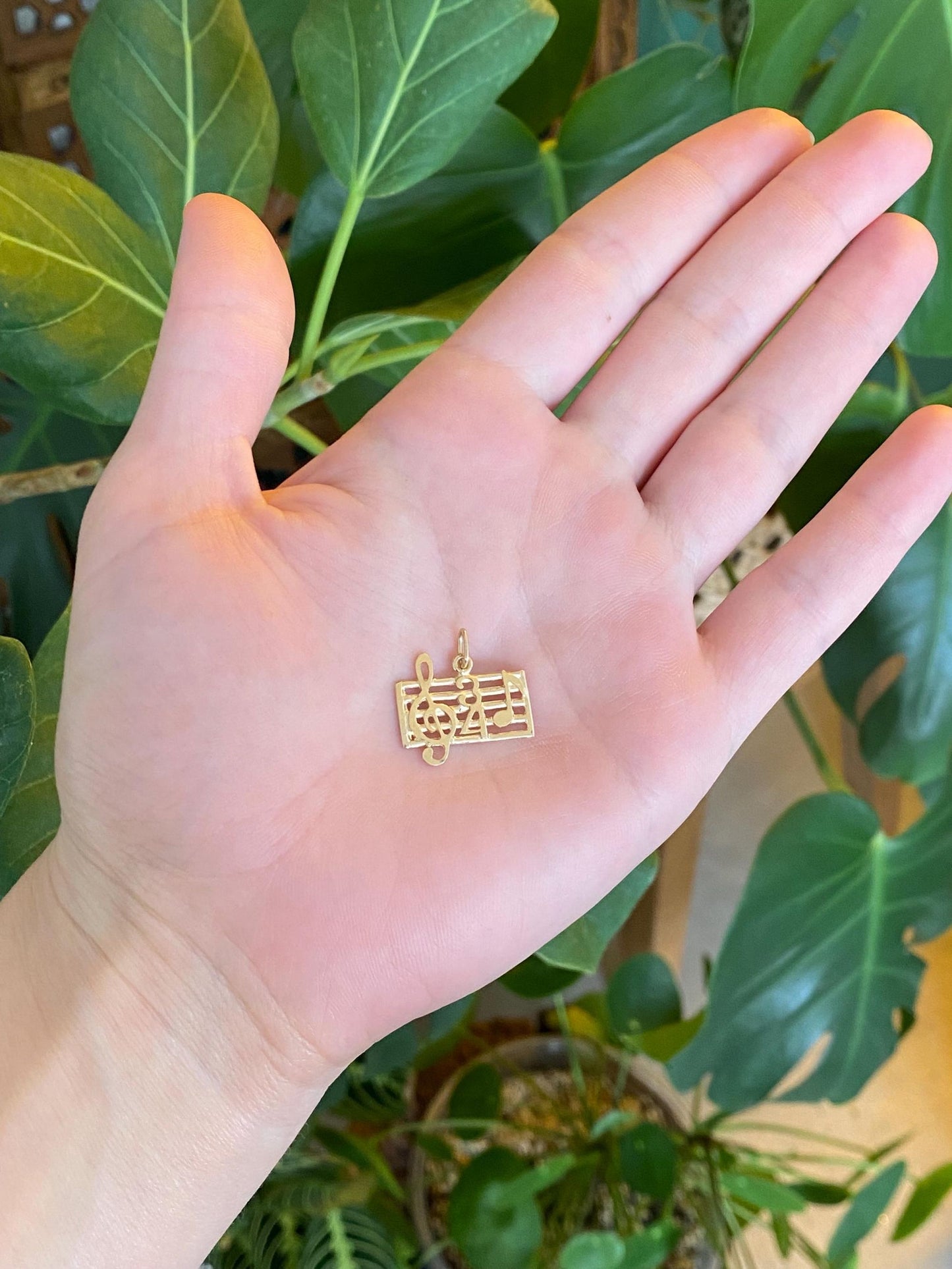 Vintage Solid 14k Yellow Gold Music Chart Charm