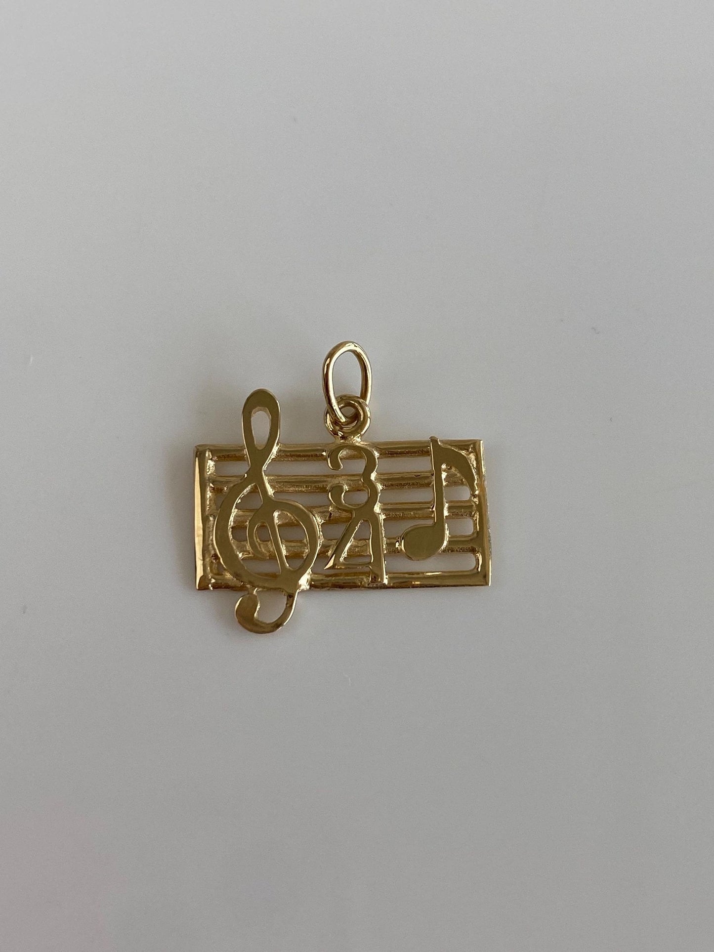 Vintage Solid 14k Yellow Gold Music Chart Charm