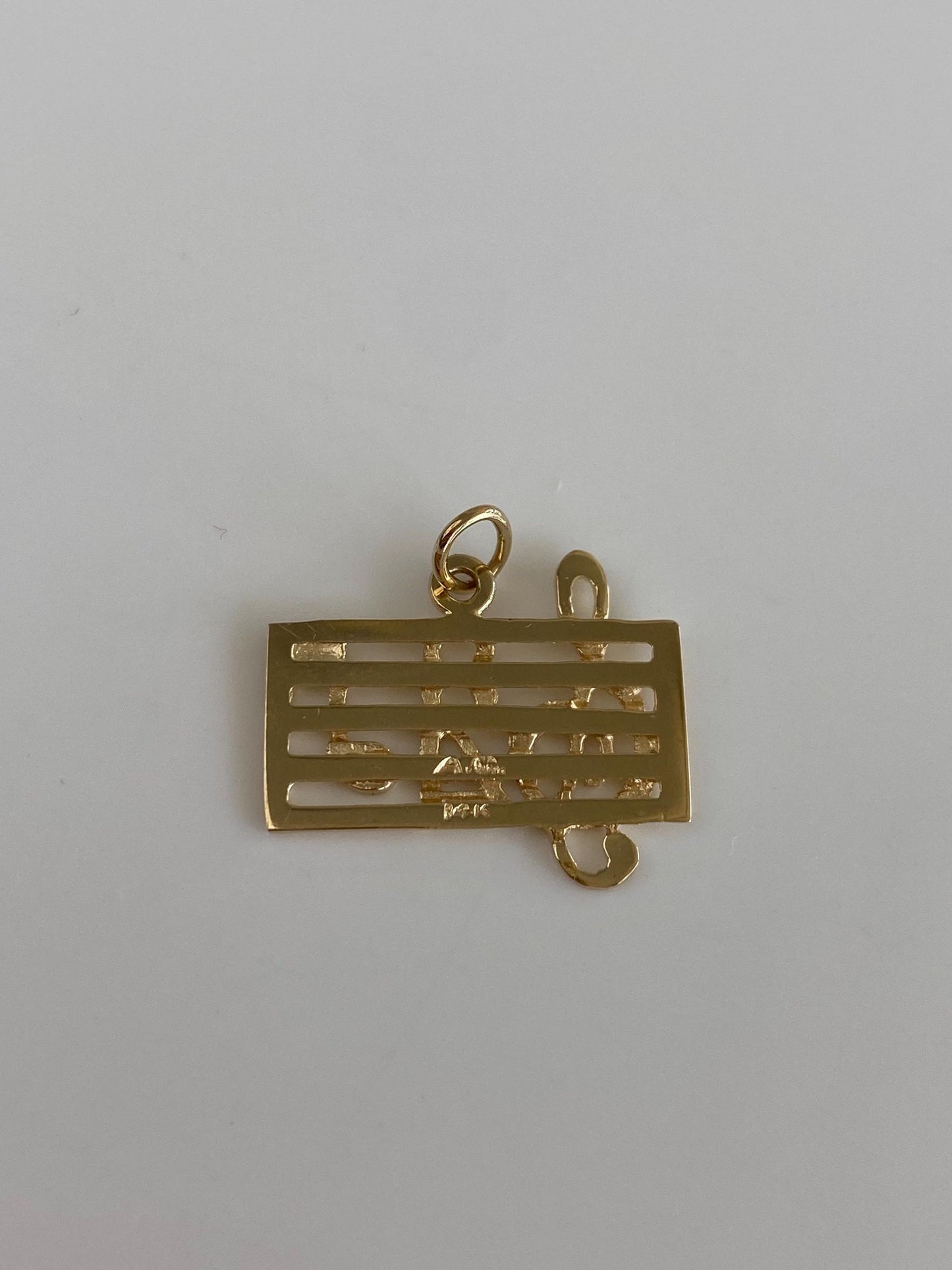 Vintage Solid 14k Yellow Gold Music Chart Charm