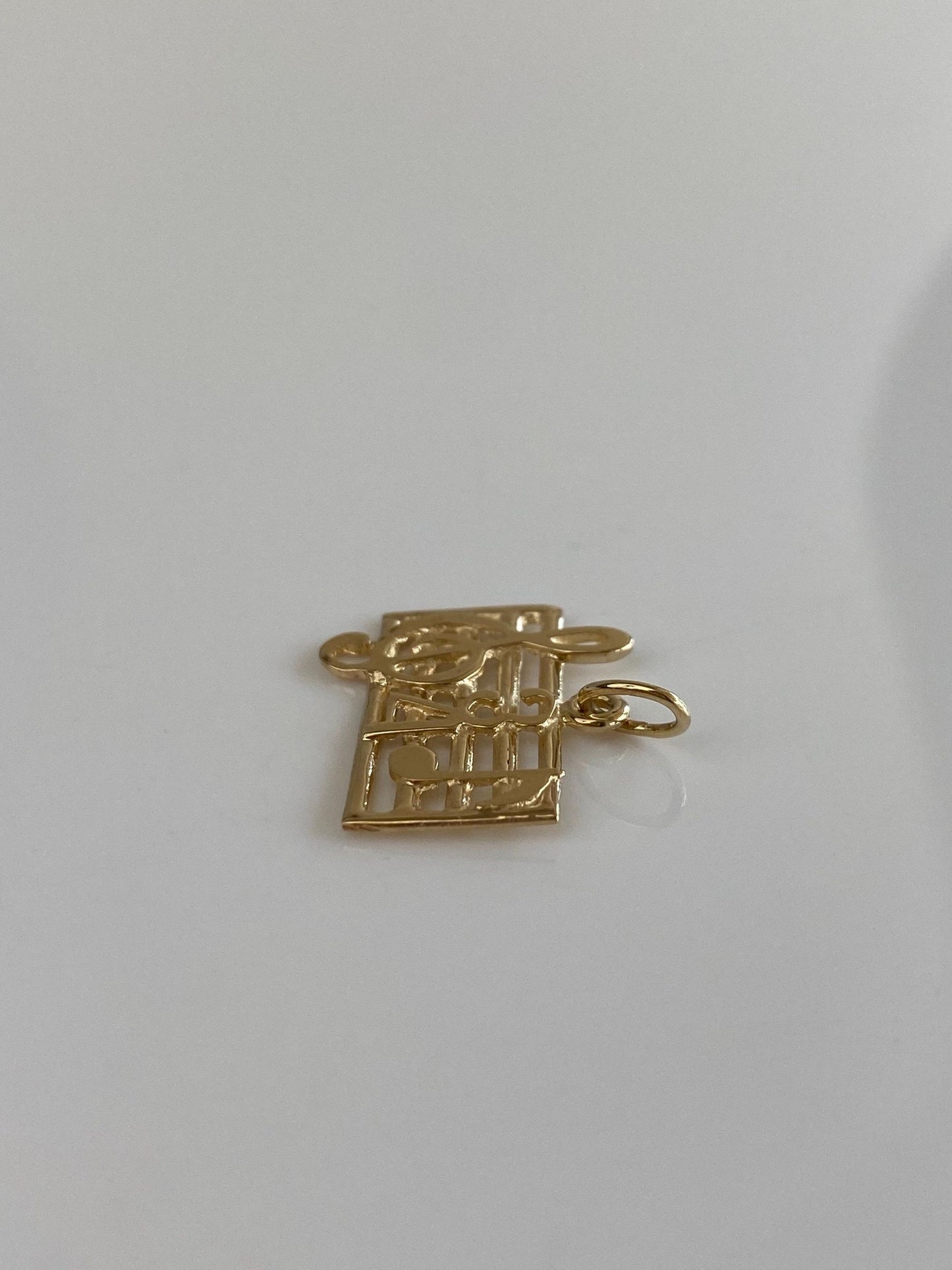 Vintage Solid 14k Yellow Gold Music Chart Charm