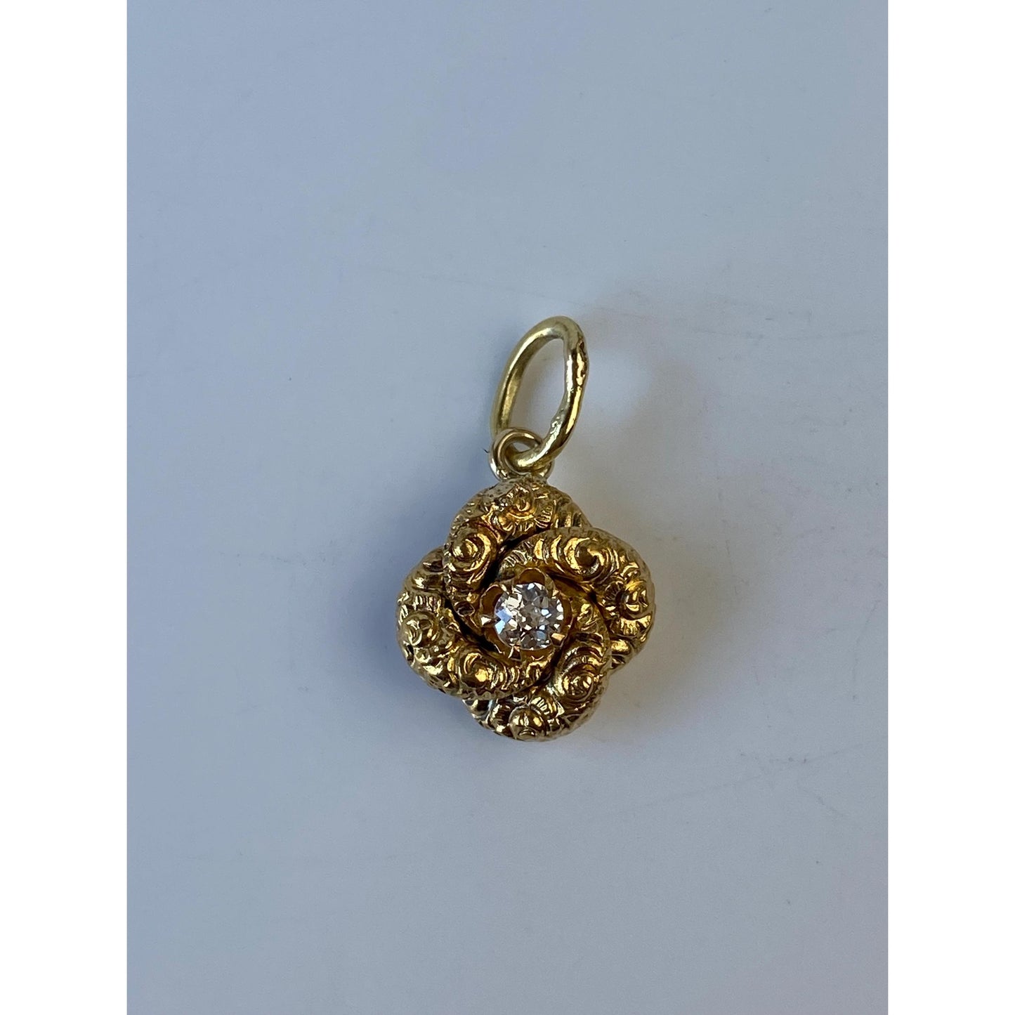 Vintage 18k Yellow Gold Diamond Knot Charm