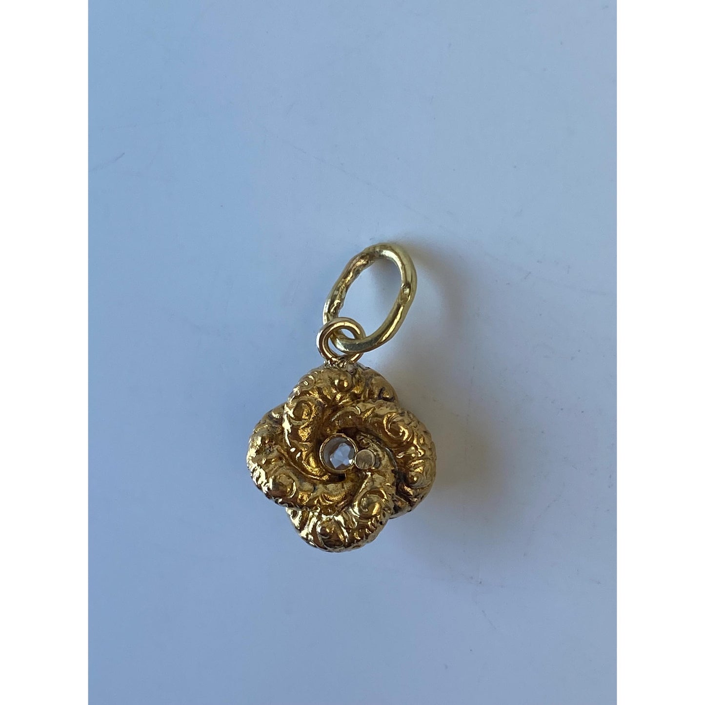 Vintage 18k Yellow Gold Diamond Knot Charm
