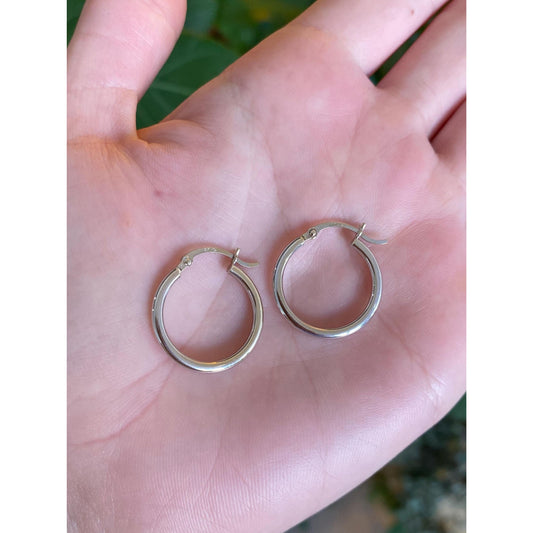 Vintage 14k White Gold Hoop Earrings