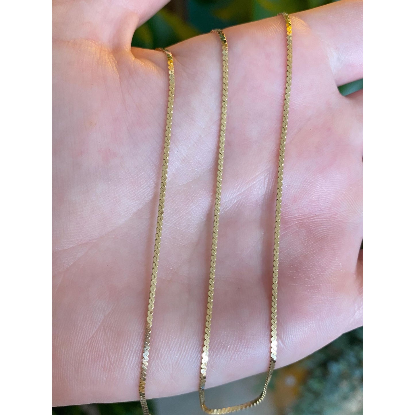 Vintage Solid 14k Yellow Gold Long Serpentine Chain Necklace - 24 inches