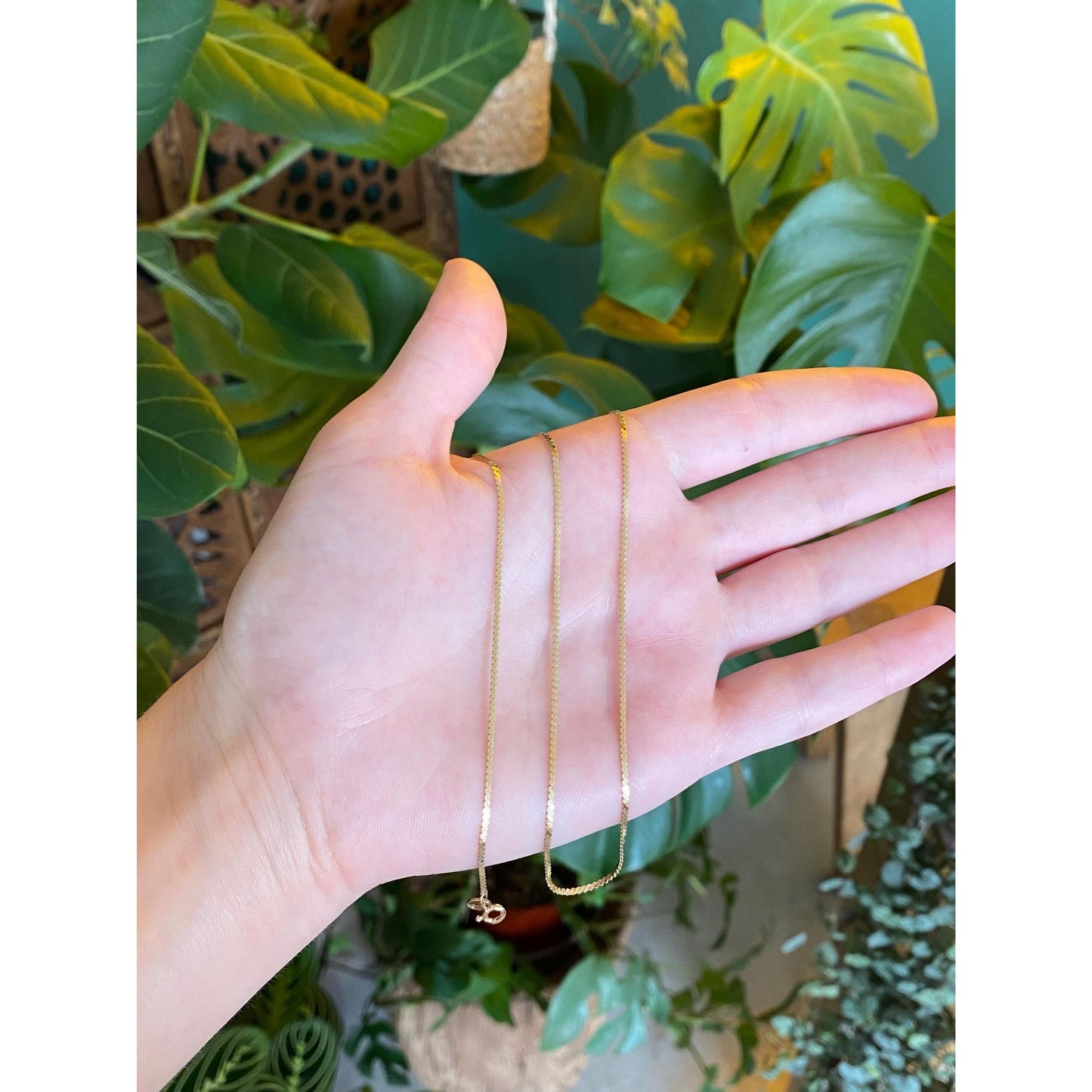 Vintage Solid 14k Yellow Gold Long Serpentine Chain Necklace - 24 inches