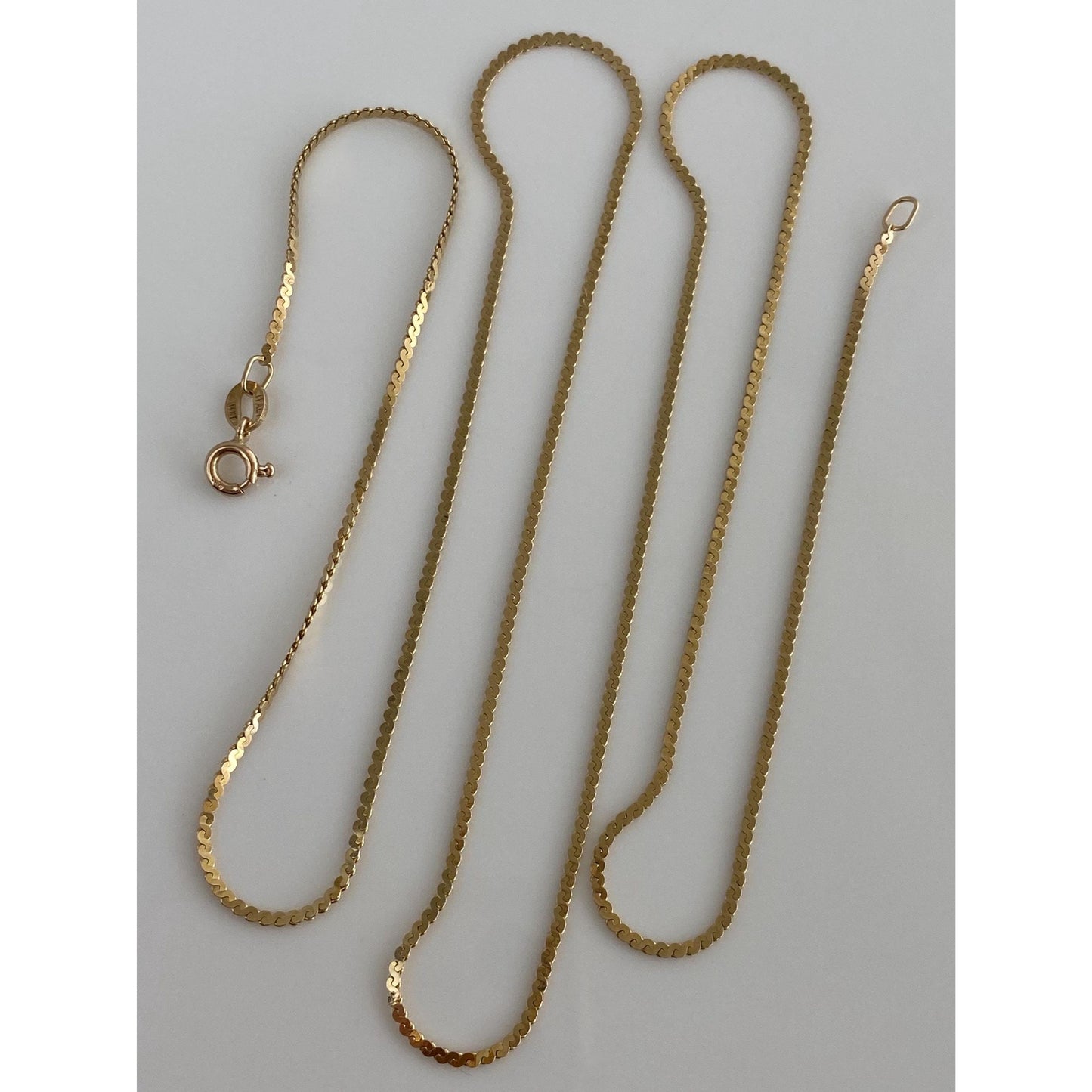 Vintage Solid 14k Yellow Gold Long Serpentine Chain Necklace - 24 inches