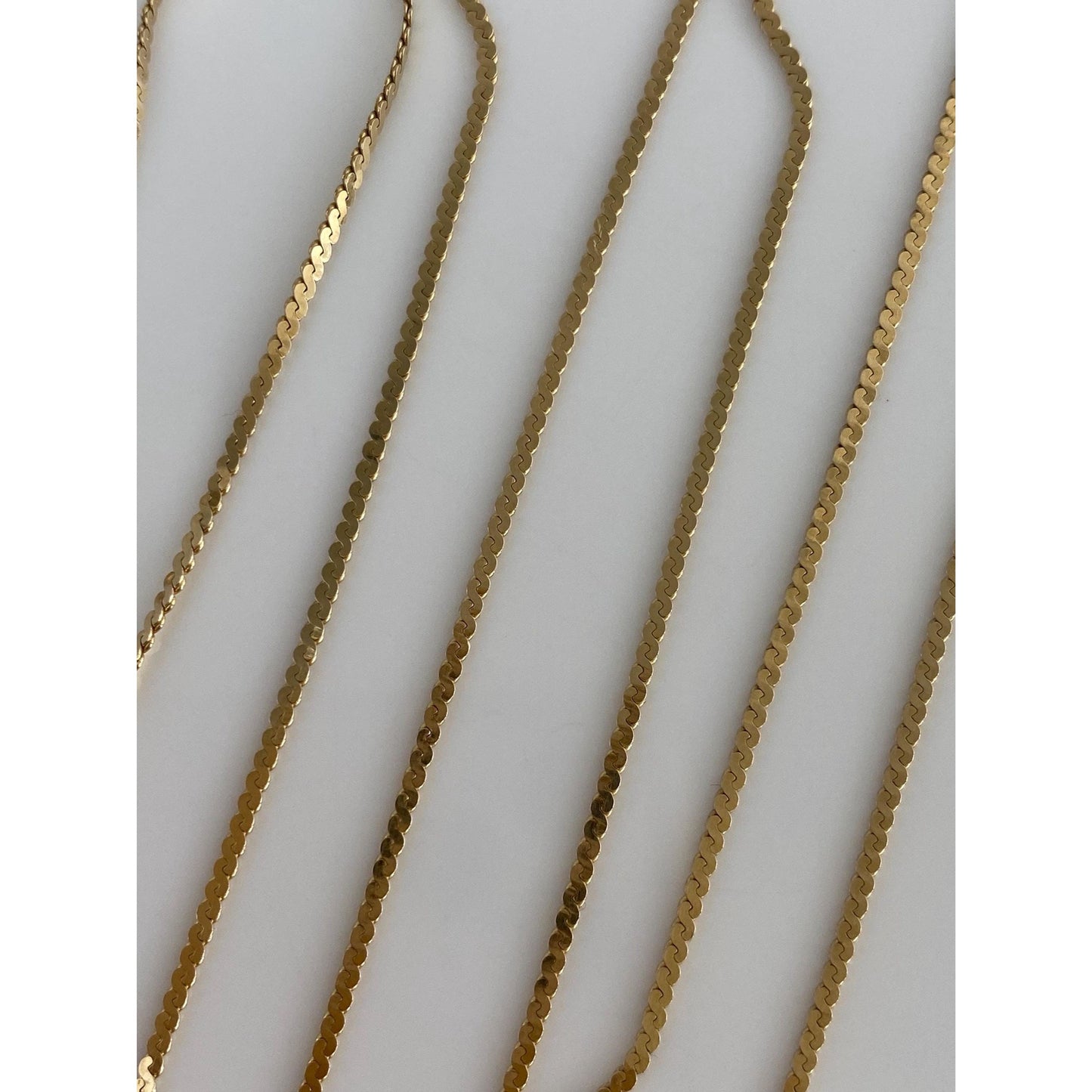 Vintage Solid 14k Yellow Gold Long Serpentine Chain Necklace - 24 inches