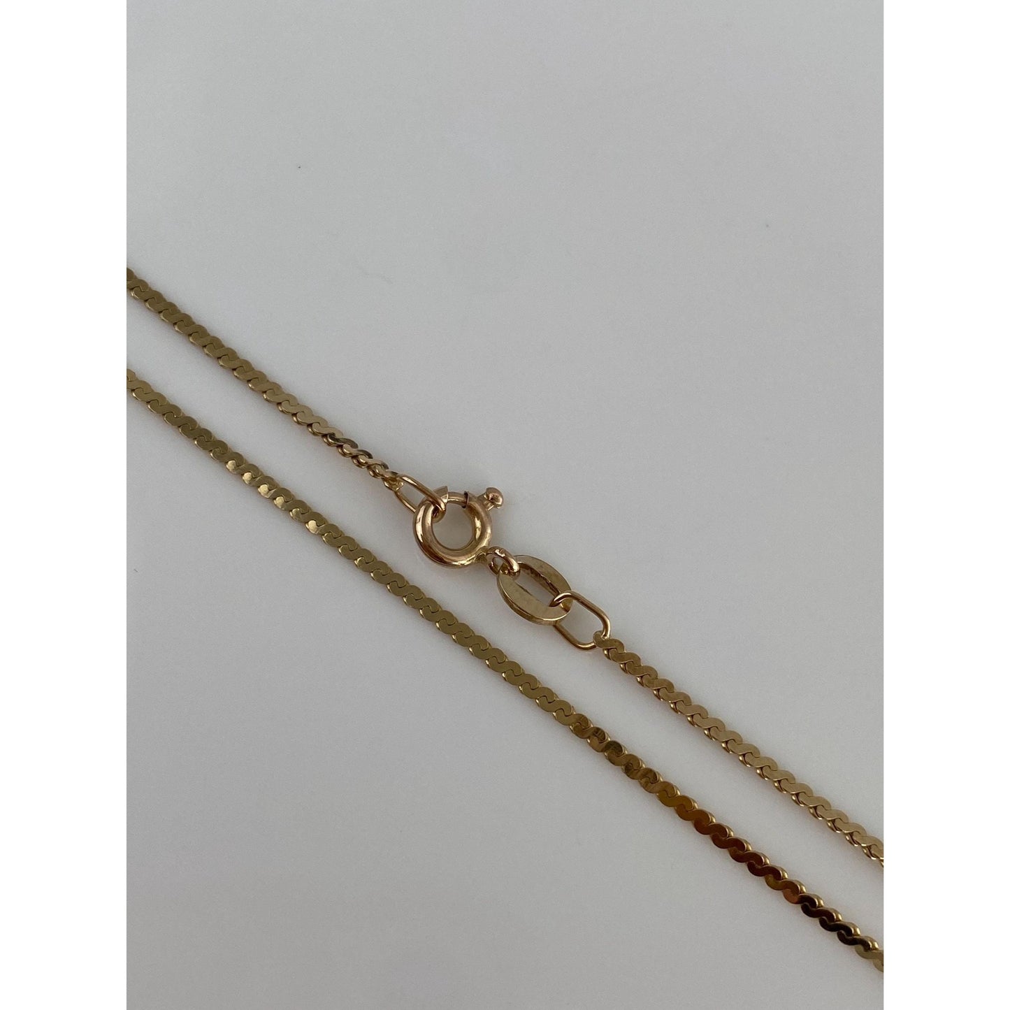 Vintage Solid 14k Yellow Gold Long Serpentine Chain Necklace - 24 inches