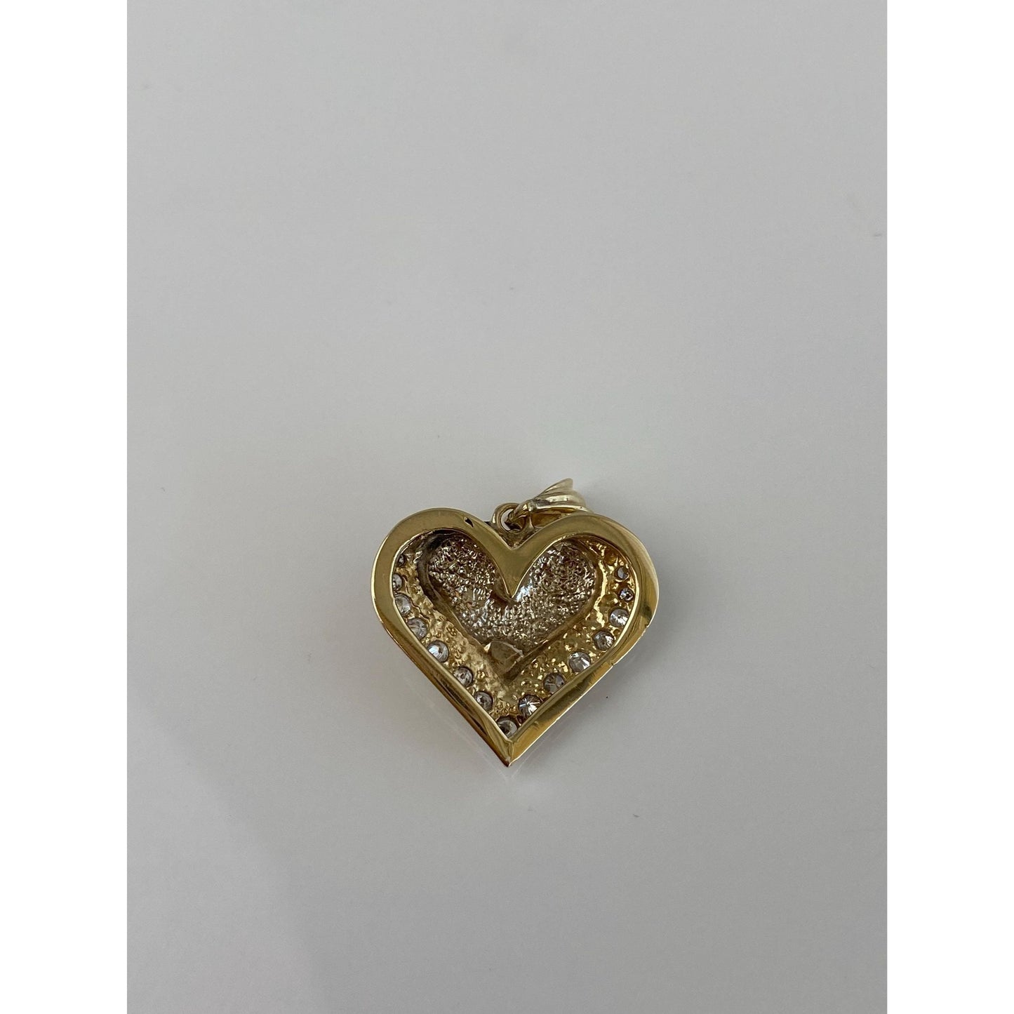 Solid 14k White & Yellow Gold Diamond Heart Charm