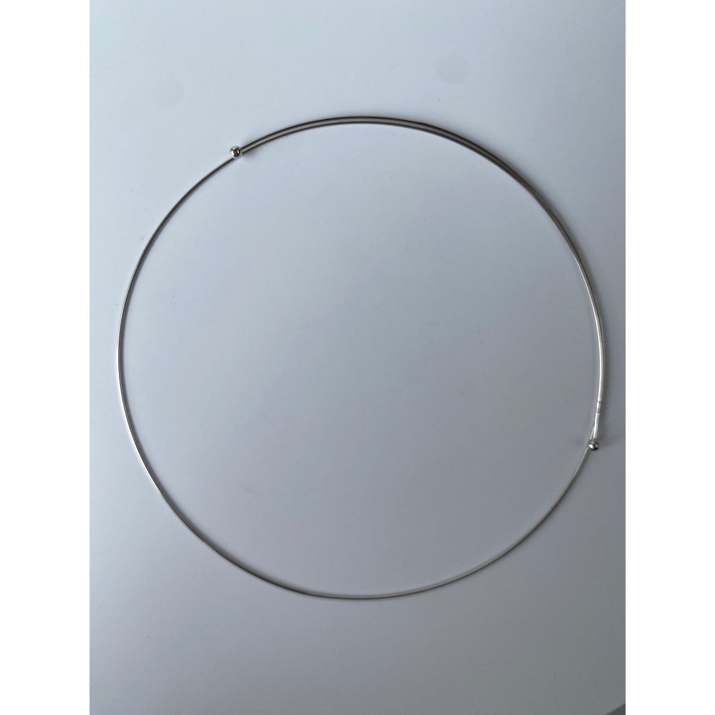 Solid 14k White Gold Dainty Designed Wire Collar Necklace - 16.75 inches