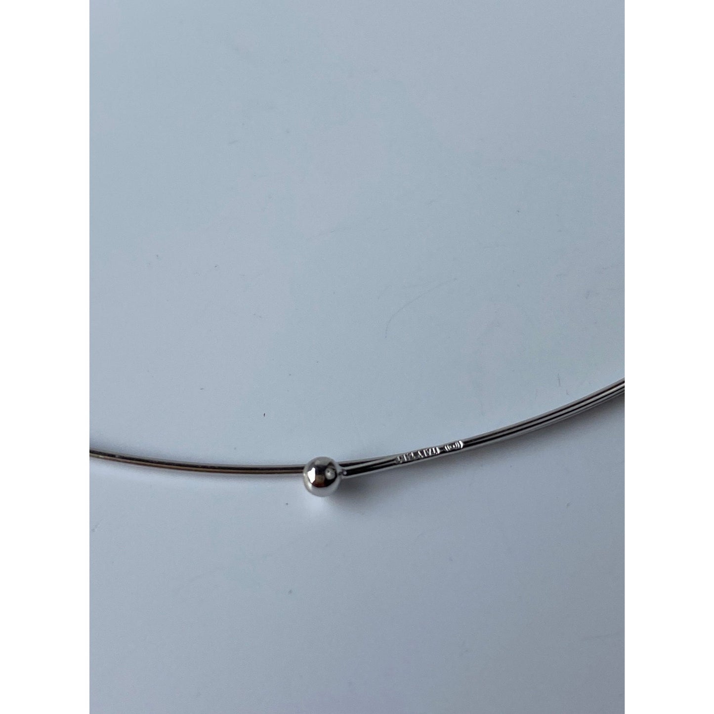 Solid 14k White Gold Dainty Designed Wire Collar Necklace - 16.75 inches
