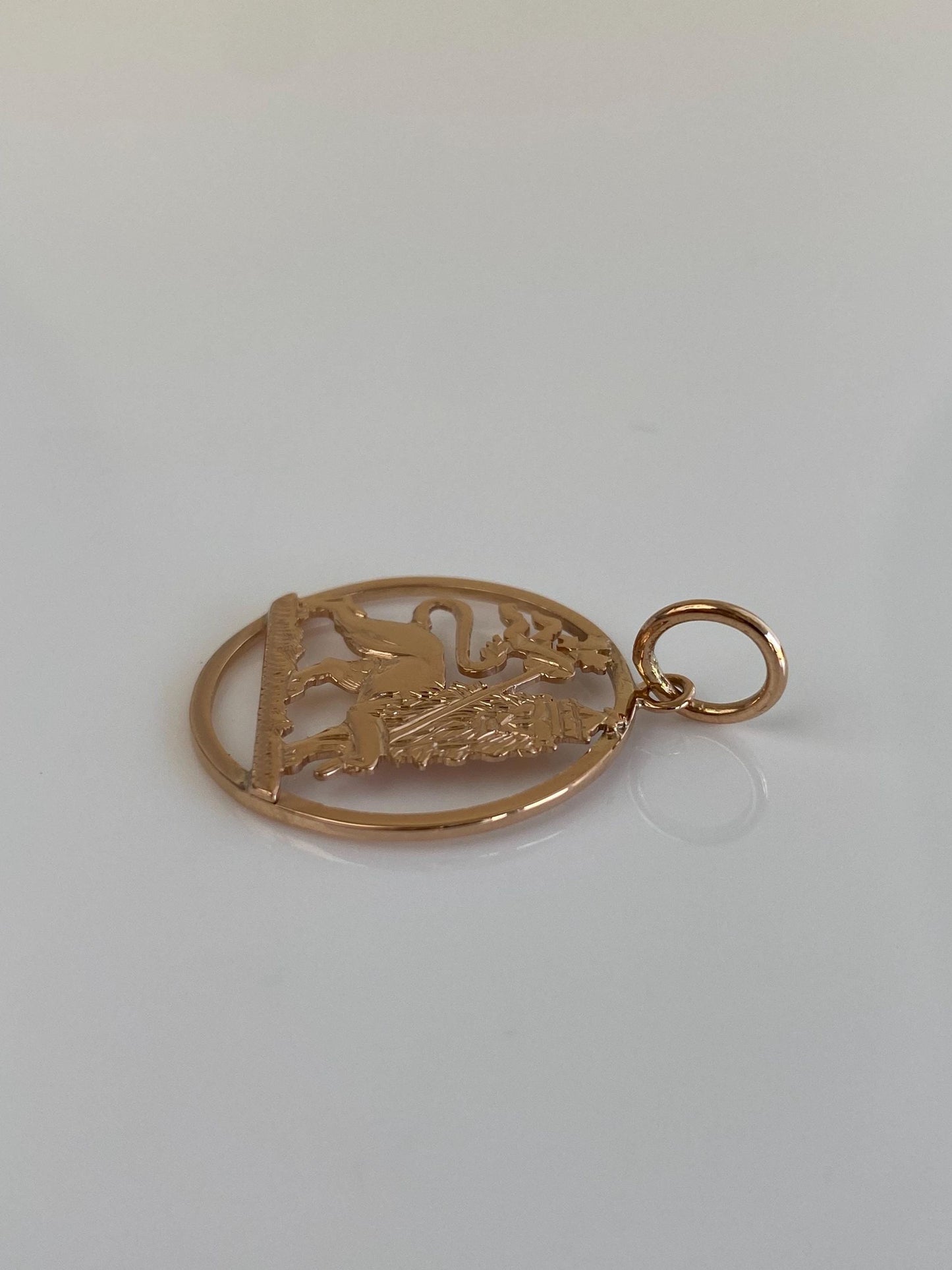 Vintage Solid 18k Rose Gold Lion Charm