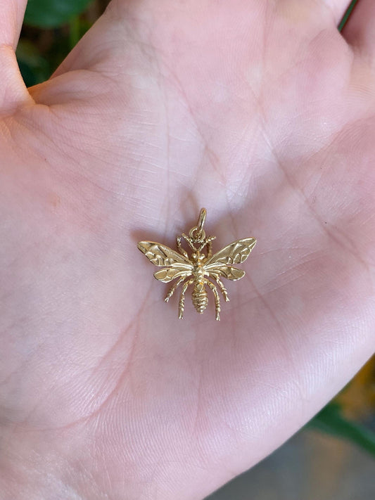 Vintage Solid 14k Yellow Gold Bug Charm