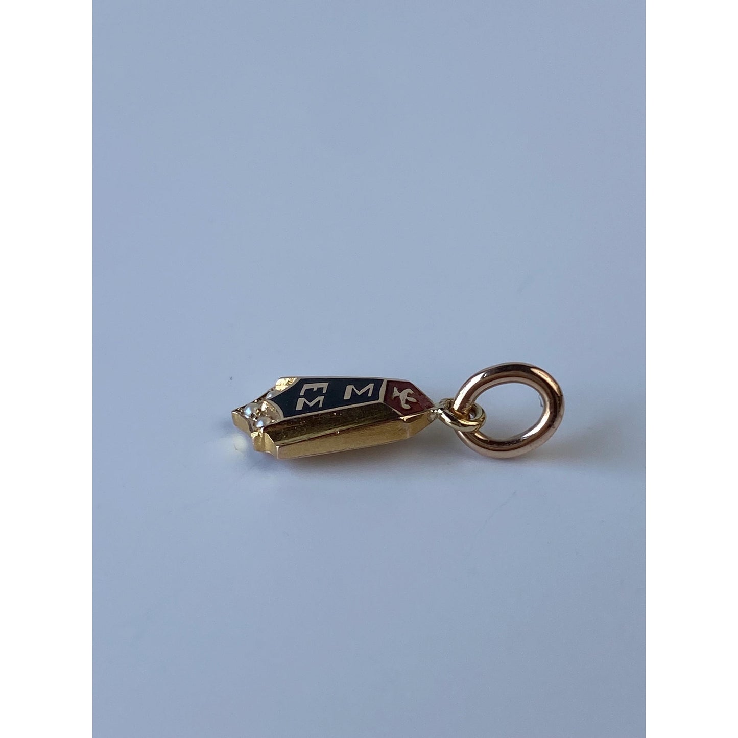 Vintage Solid 10k Yellow Gold Black Enamel Seed Pearl Fraternity Charm