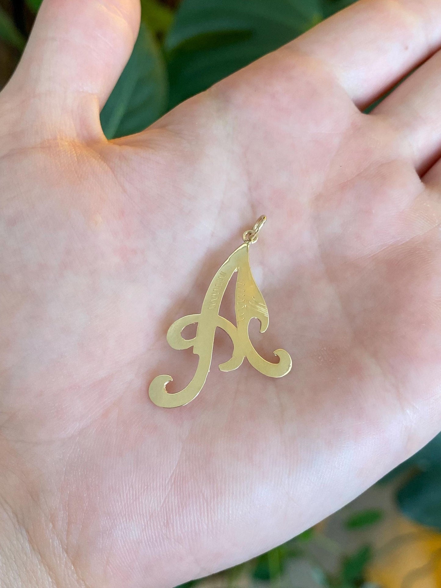 Vintage Solid 14k Yellow Gold Engraved Cut Out Initial 'A' Charm