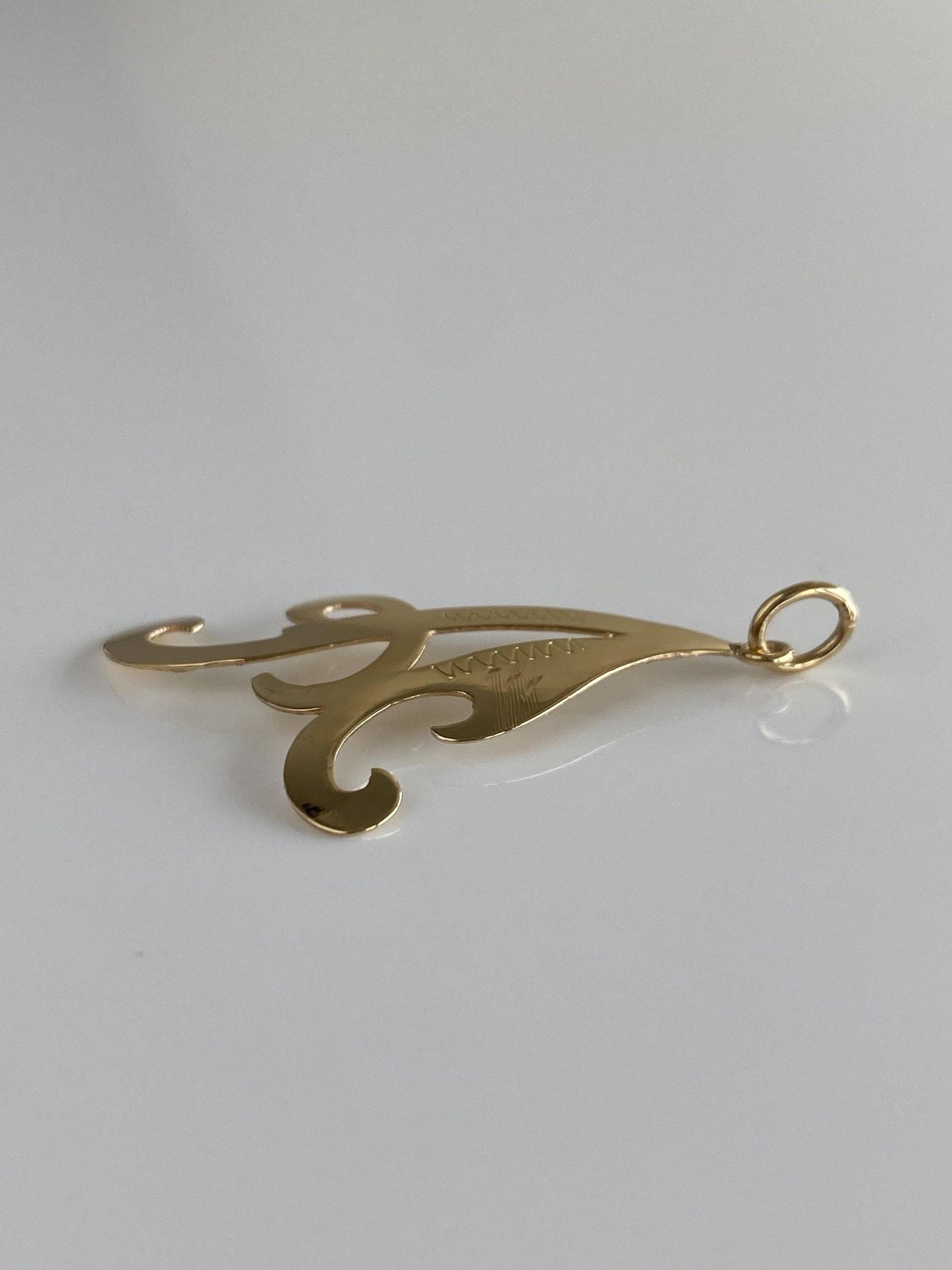 Vintage Solid 14k Yellow Gold Engraved Cut Out Initial 'A' Charm