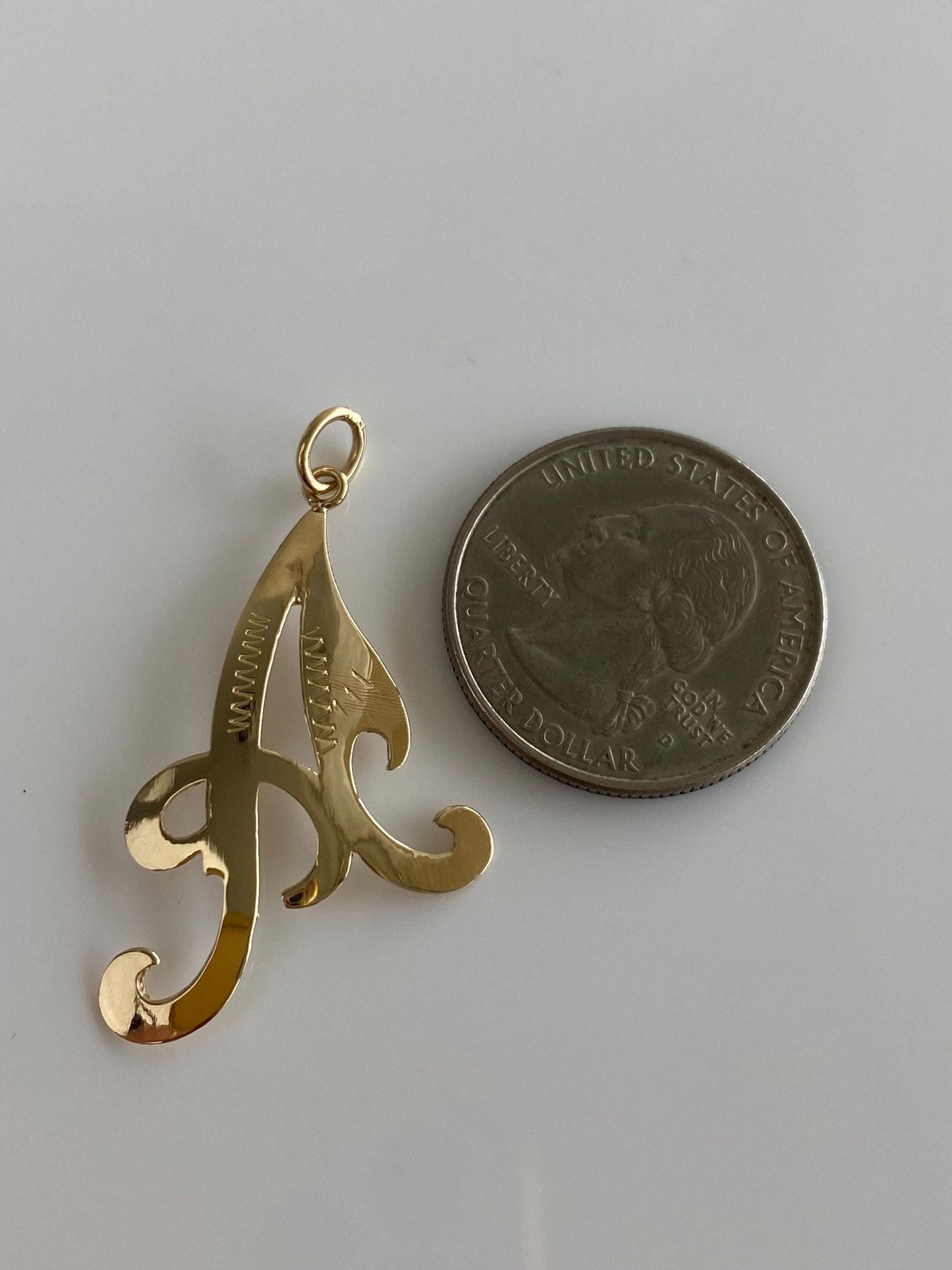 Vintage Solid 14k Yellow Gold Engraved Cut Out Initial 'A' Charm