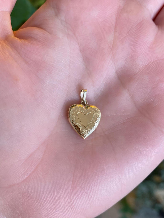 Vintage 14k Yellow Gold Heart Locket Charm