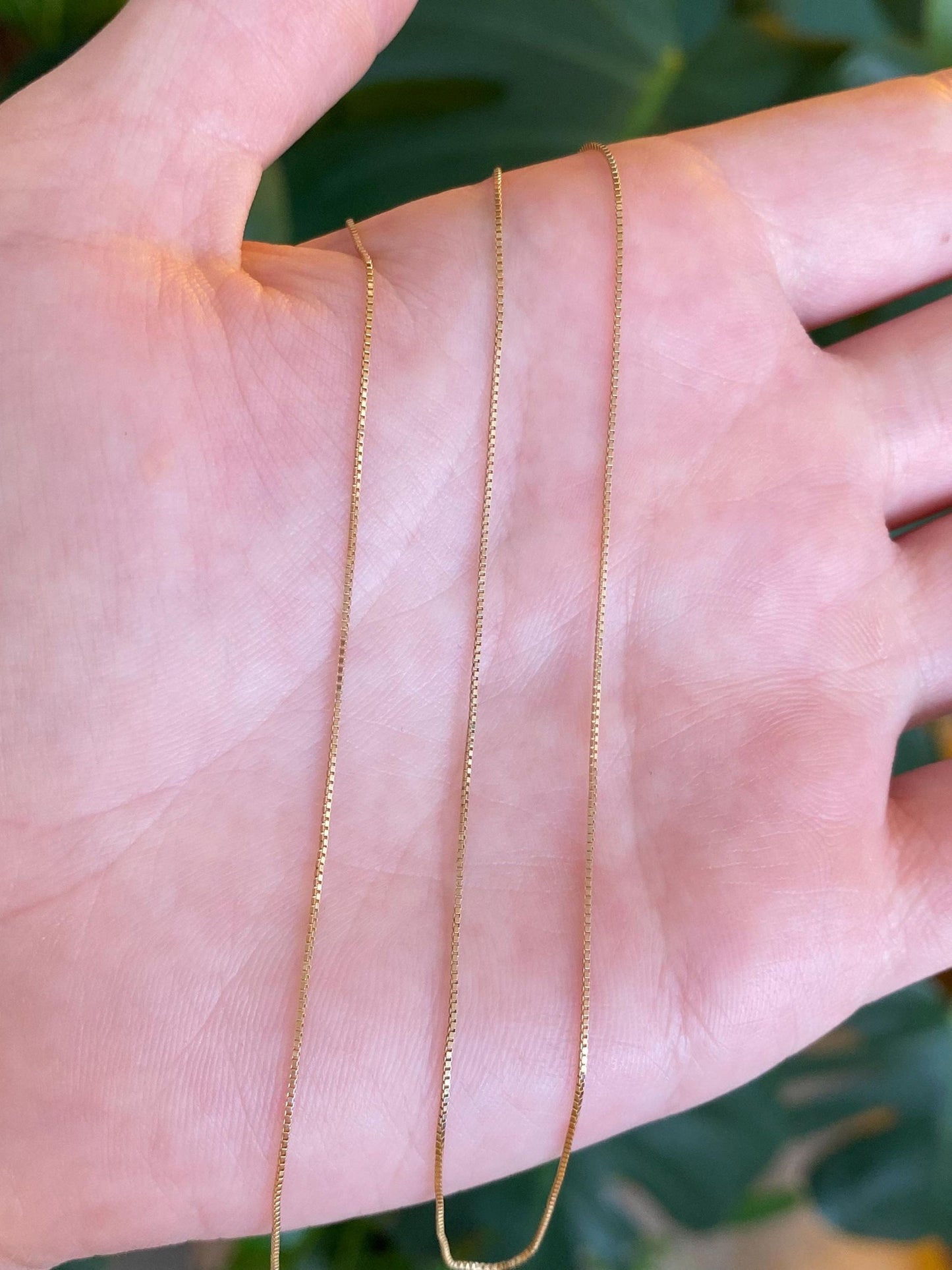 Vintage Solid 10k Yellow Gold Dainty Box Chain Necklace - 20 inches