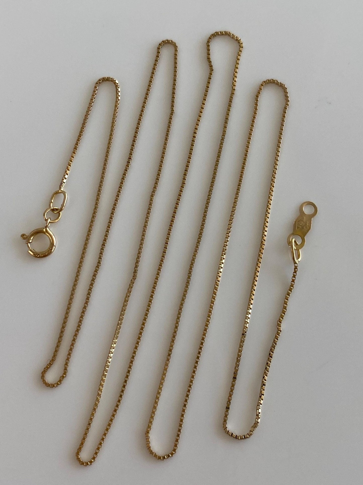 Vintage Solid 10k Yellow Gold Dainty Box Chain Necklace - 20 inches