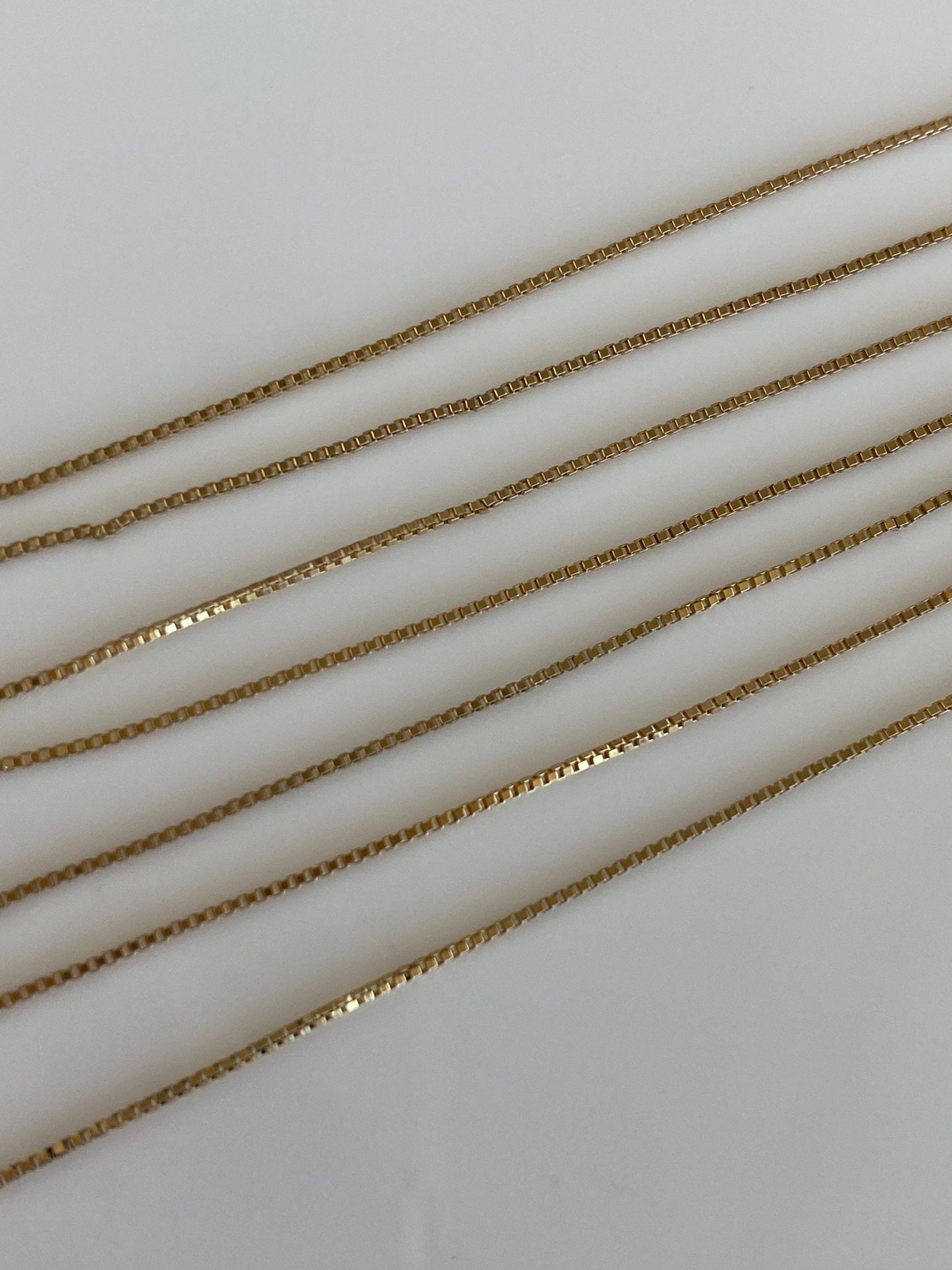 Vintage Solid 10k Yellow Gold Dainty Box Chain Necklace - 20 inches