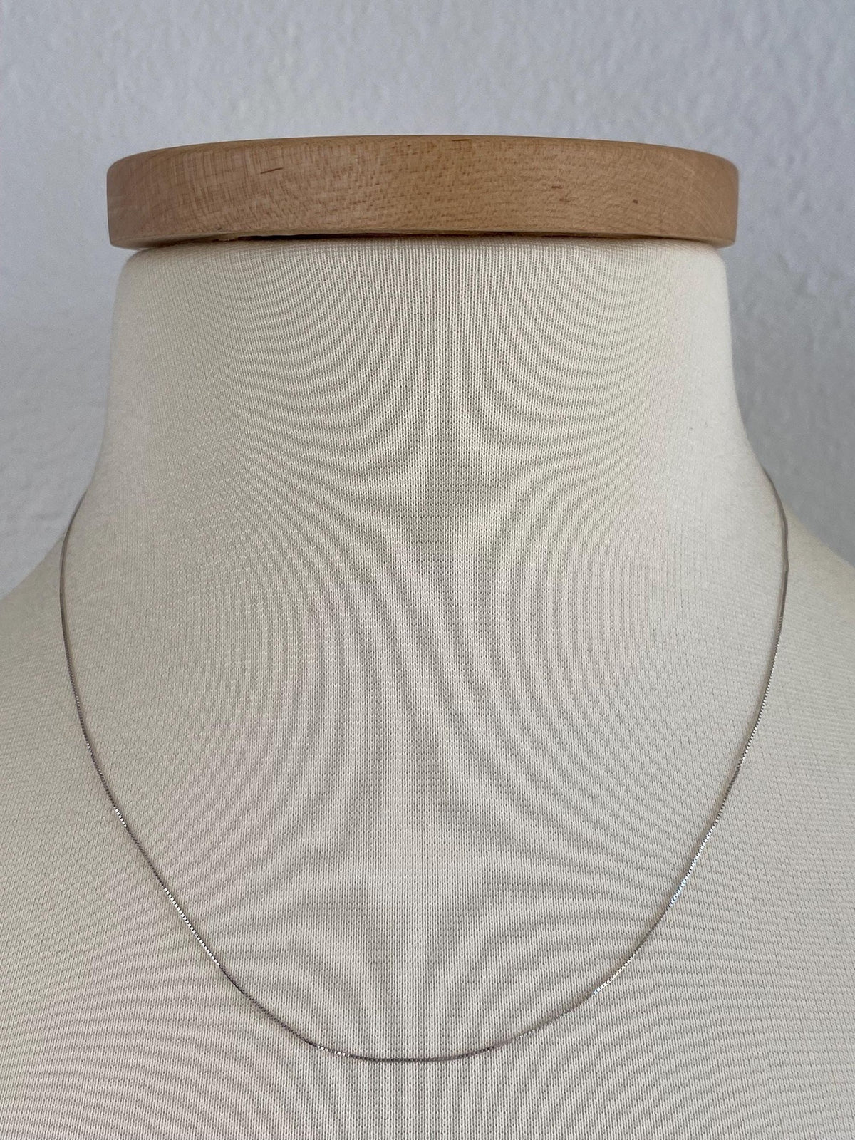 Solid 14k White Gold Dainty Box Chain Necklace - 18.25 inches